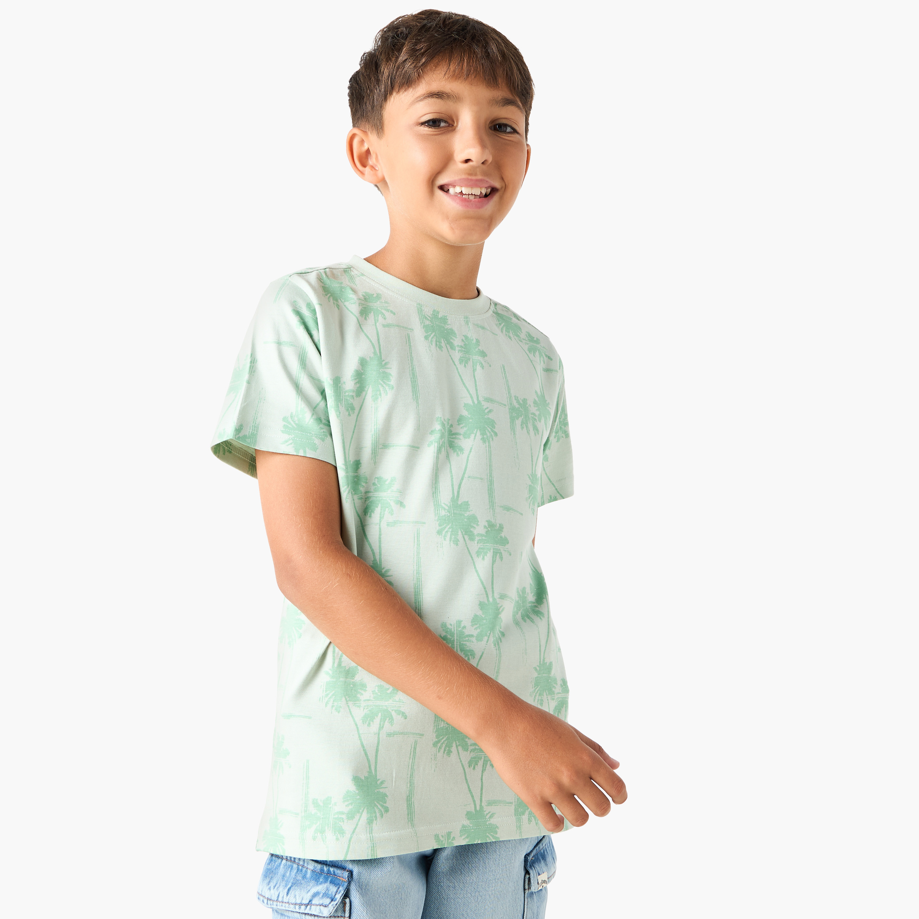 تيشيرت بياقة ضيقة وطبعات وأكمام قصيرة من جونيورز-boys-clothing-tshirtsandpolos-image-1
