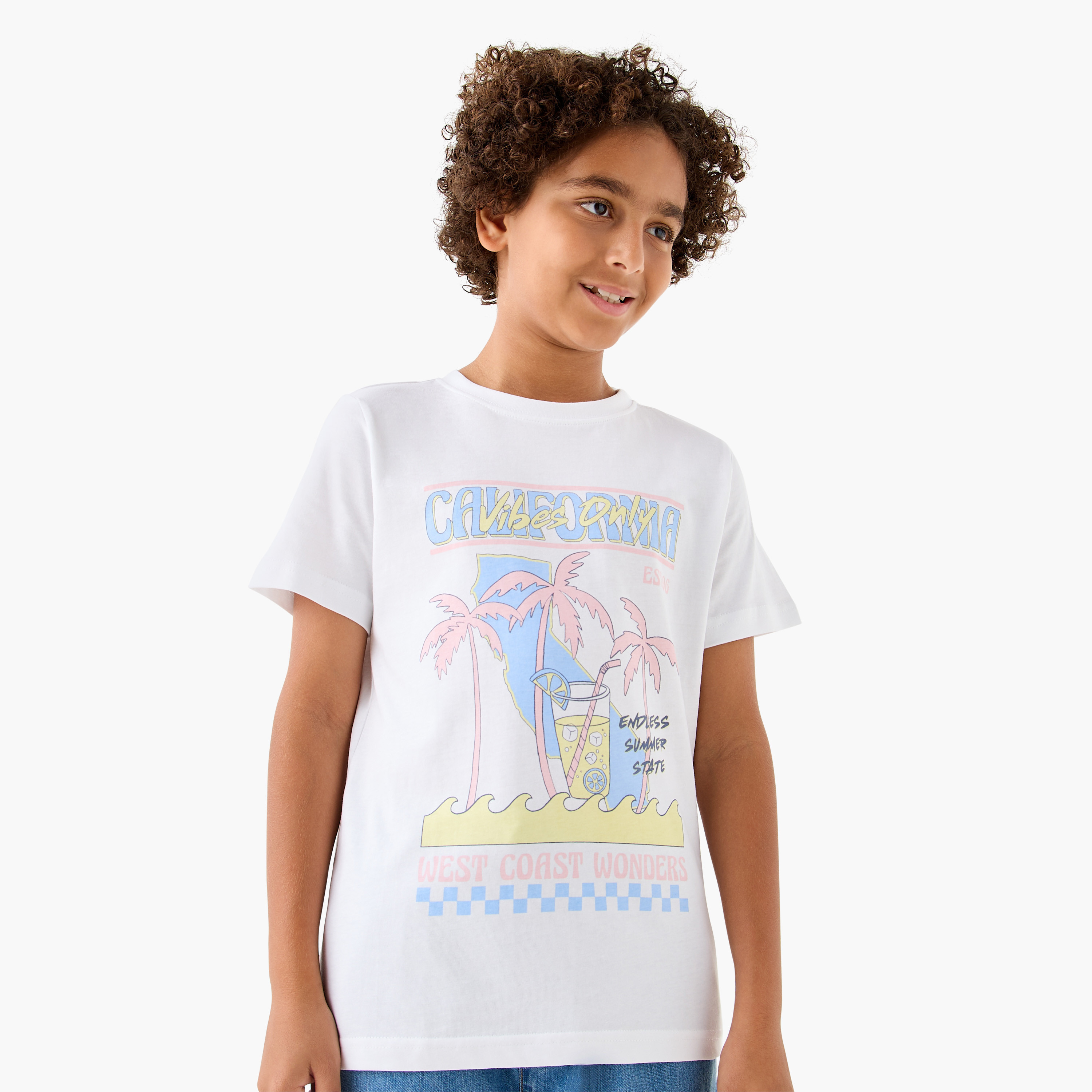 Juniors Graphic Print T-shirt with Short Sleeves-boys-clothing-tshirtsandpolos-image-1