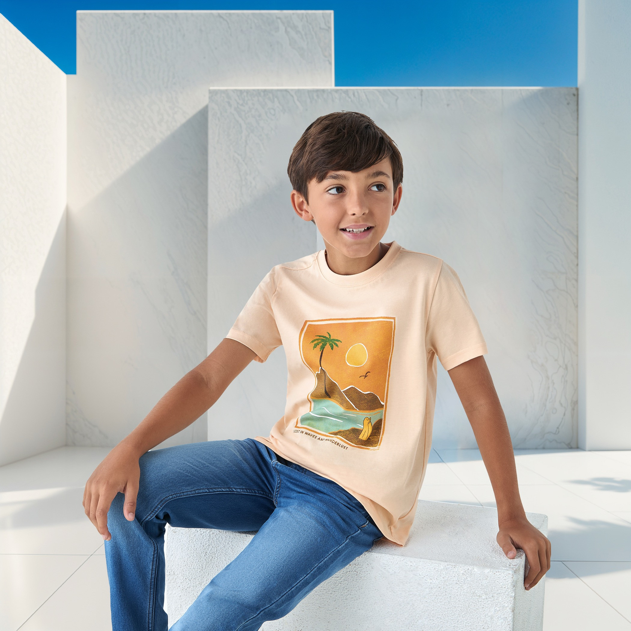 Juniors Graphic Print T-shirt with Short Sleeves-boys-clothing-tshirtsandpolos-image-1