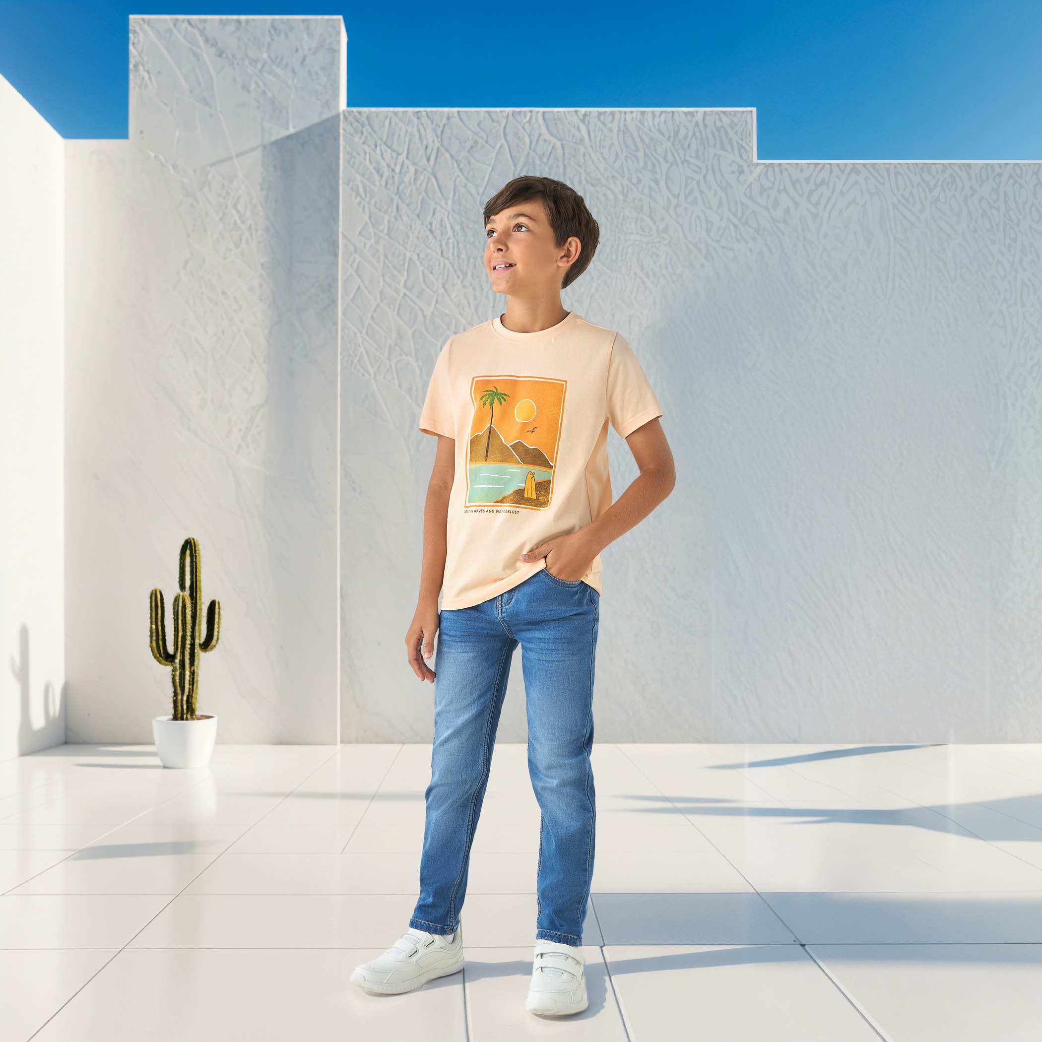 Juniors Graphic Print T-shirt with Short Sleeves-boys-clothing-tshirtsandpolos-image-2