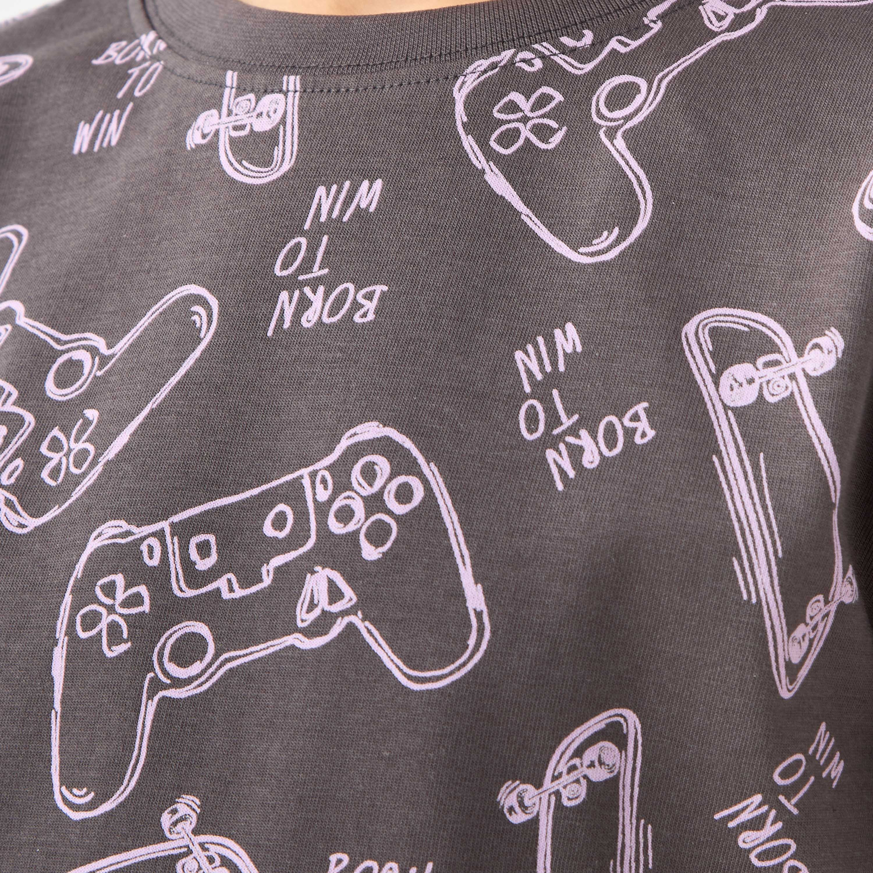 تيشيرت بياقة مستديرة وأكمام قصيرة وطبعات ألعاب من جونيورز-boys-clothing-tshirtsandpolos-image-5