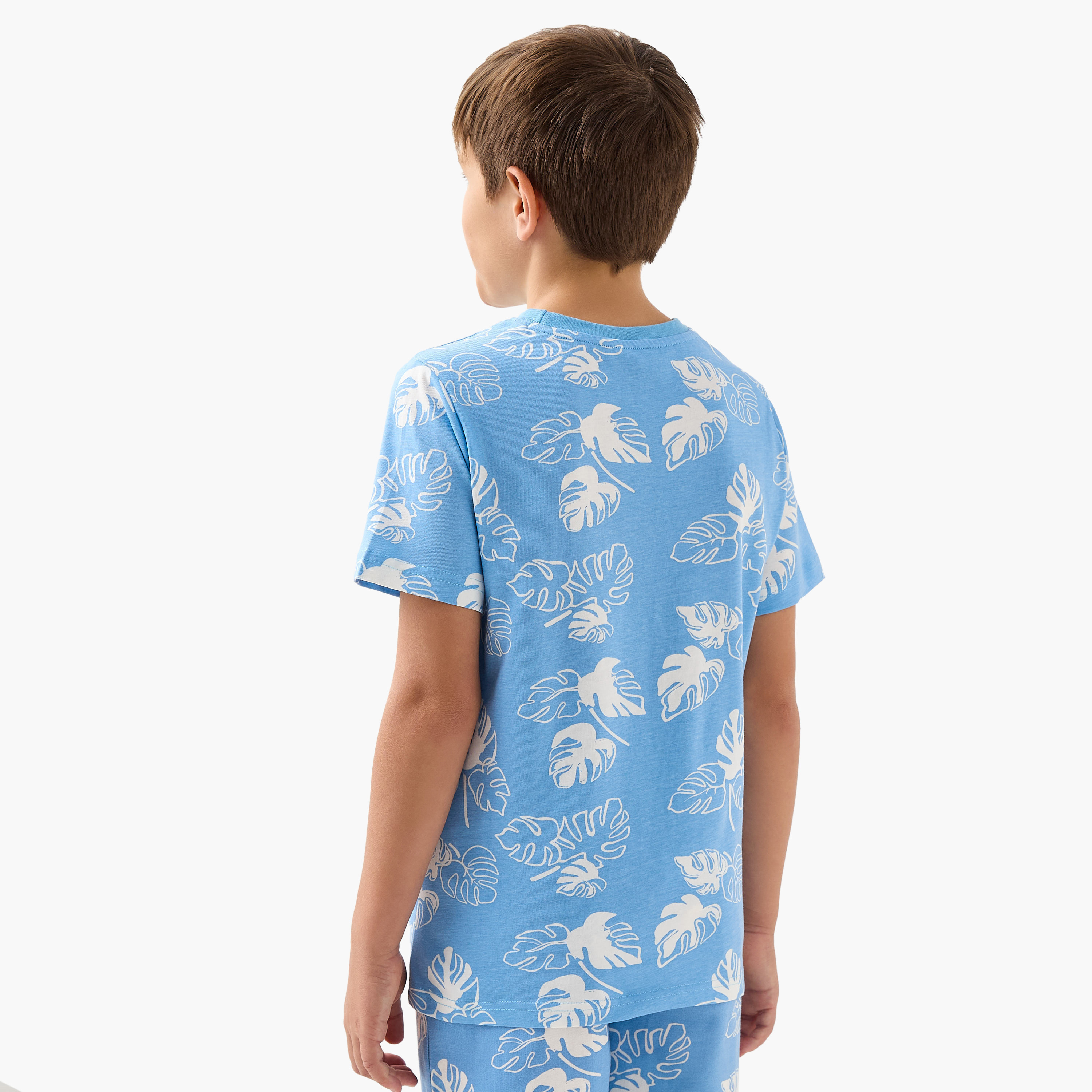 تيشيرت بطبعات أوراق وأكمام قصيرة من جونيورز-boys-clothing-tshirtsandpolos-image-3