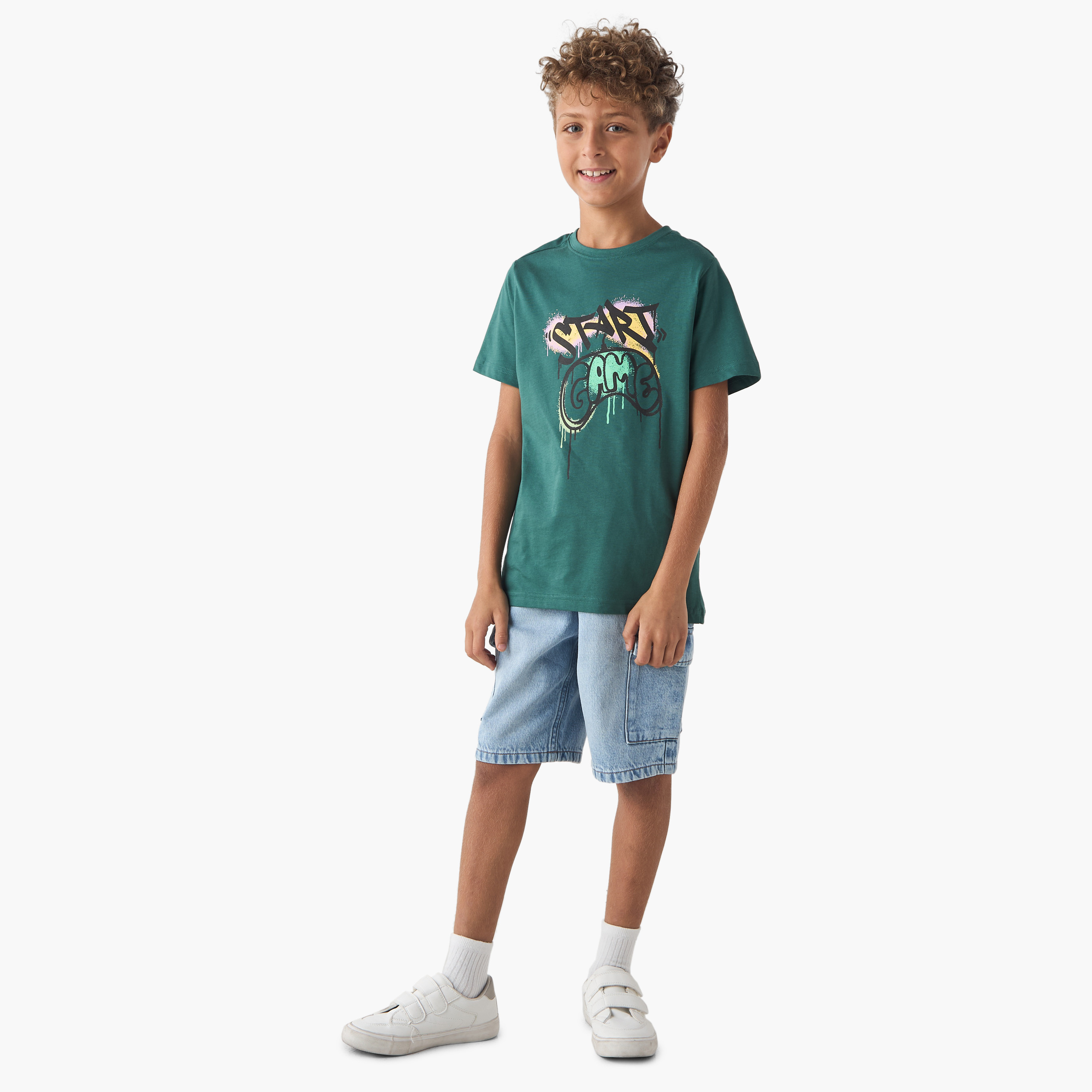 تيشيرت بأكمام قصيرة وطبعات جرافيتي من جونيورز-boys-clothing-tshirtsandpolos-image-2