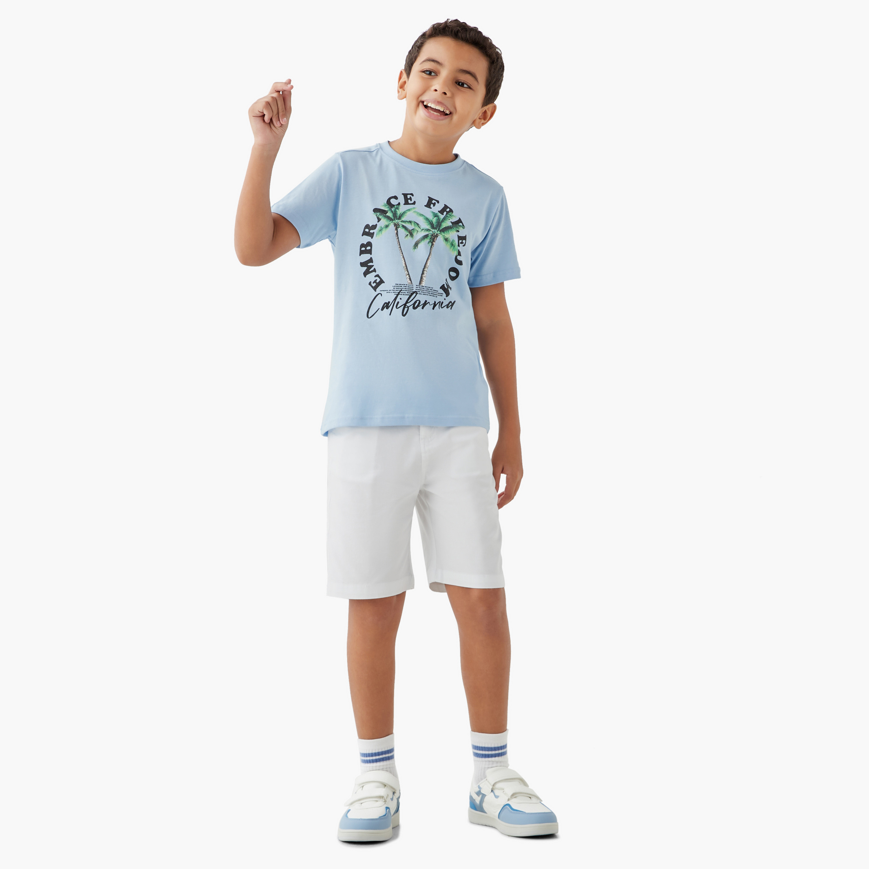 Juniors Typographic Print Crew Neck T-shirt with Short Sleeves-boys-clothing-tshirtsandpolos-image-2