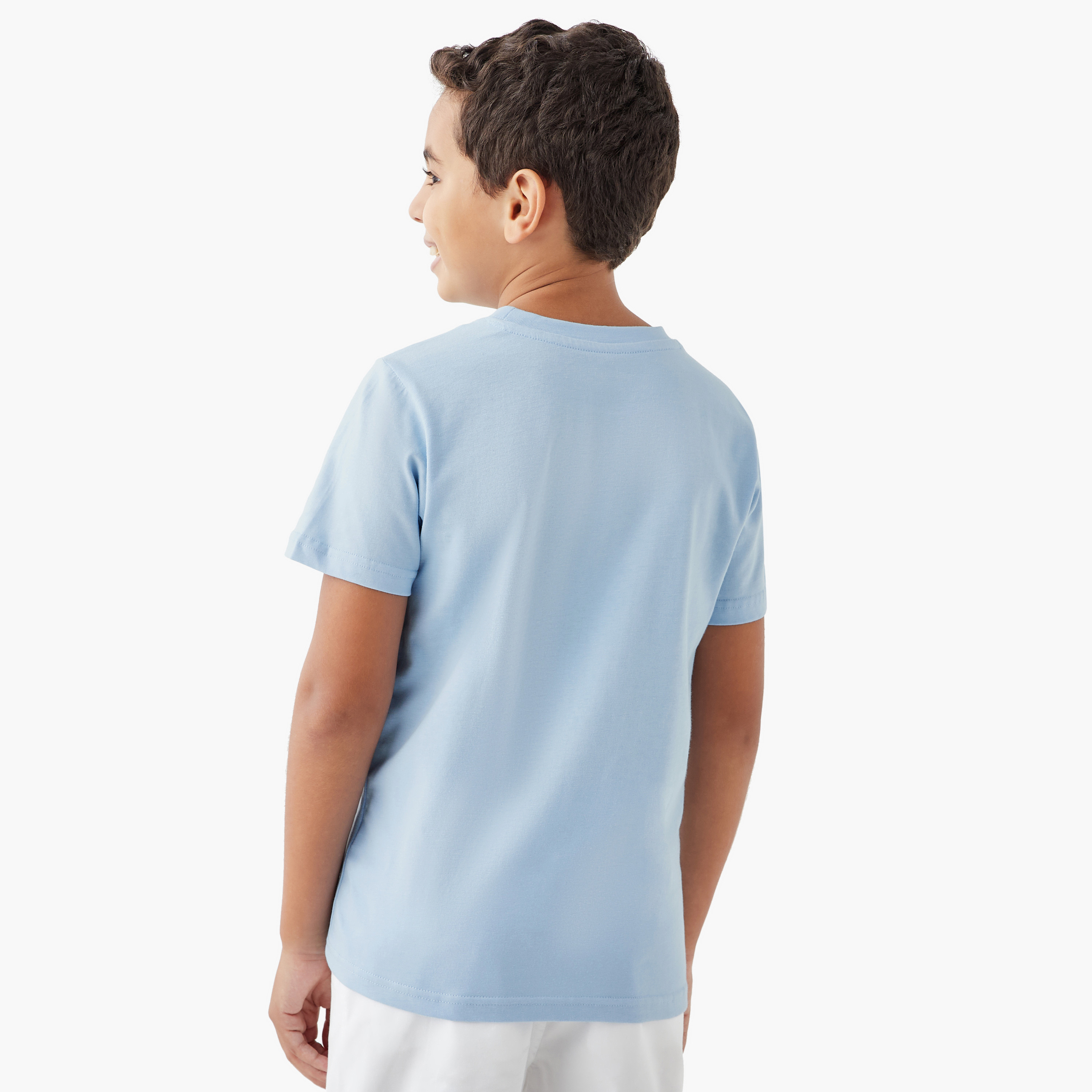 Juniors Typographic Print Crew Neck T-shirt with Short Sleeves-boys-clothing-tshirtsandpolos-image-3