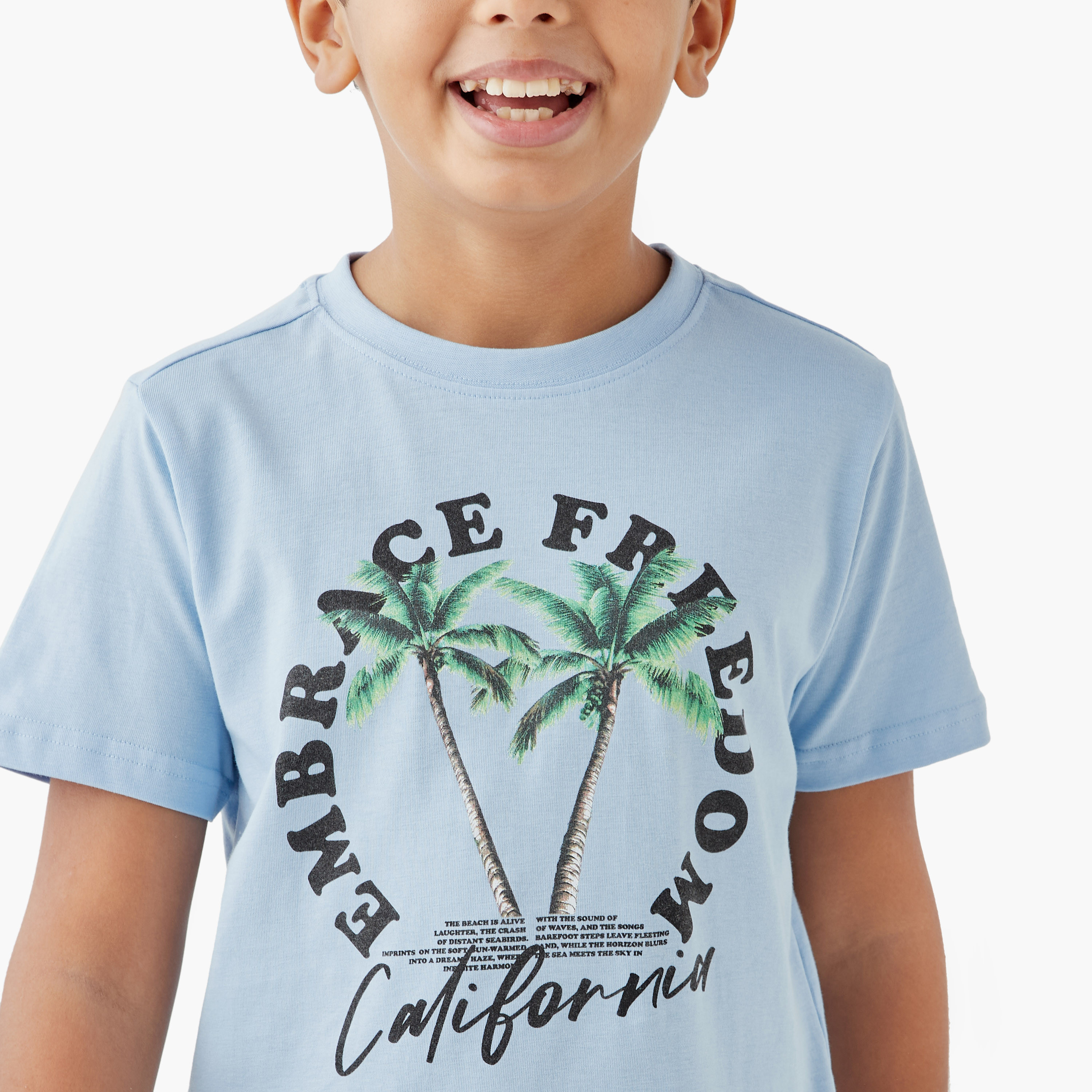 Juniors Typographic Print Crew Neck T-shirt with Short Sleeves-boys-clothing-tshirtsandpolos-image-4