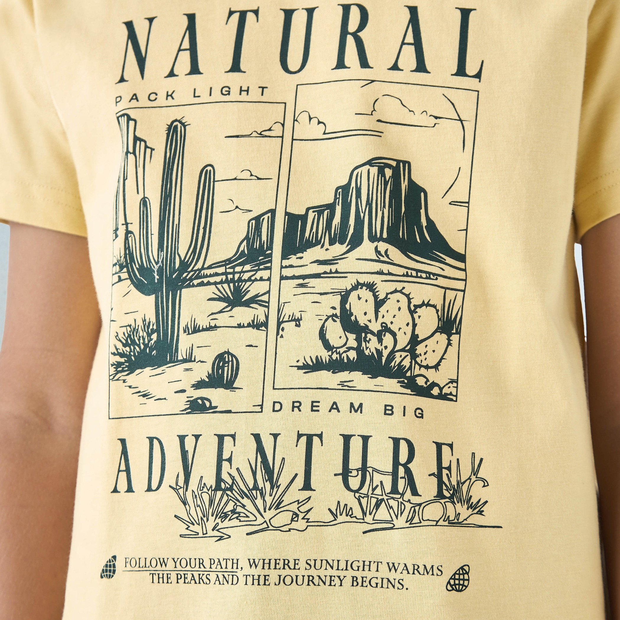 Juniors Typographic Print T-shirt with Crew Neck and Short Sleeves-boys-clothing-tshirtsandpolos-image-5