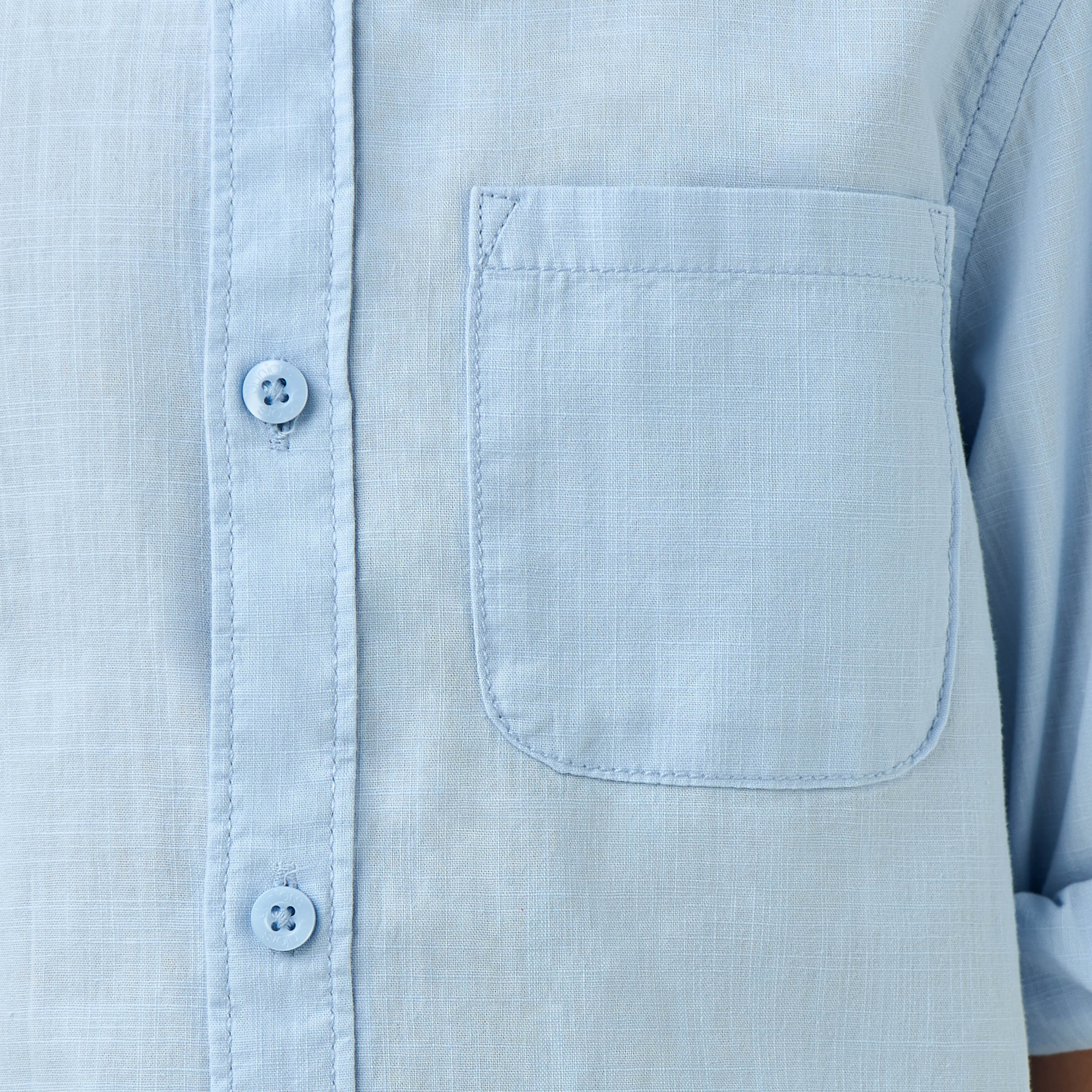 Juniors Solid Shirt with Long Sleeves and Chest Pocket-boys-clothing-shirts-image-5