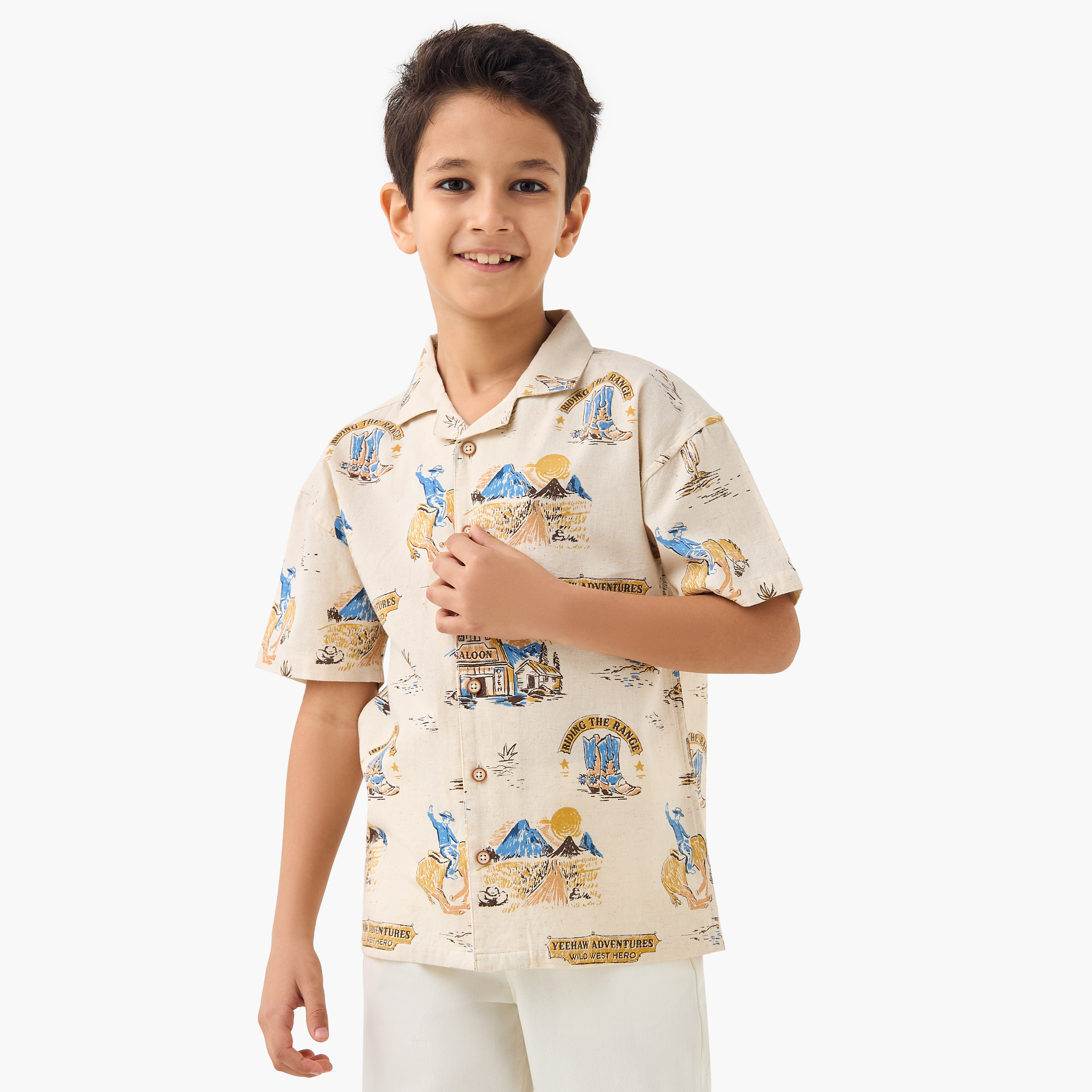 Juniors Printed Shirt with Short Sleeves-boys-clothing-shirts-image-1