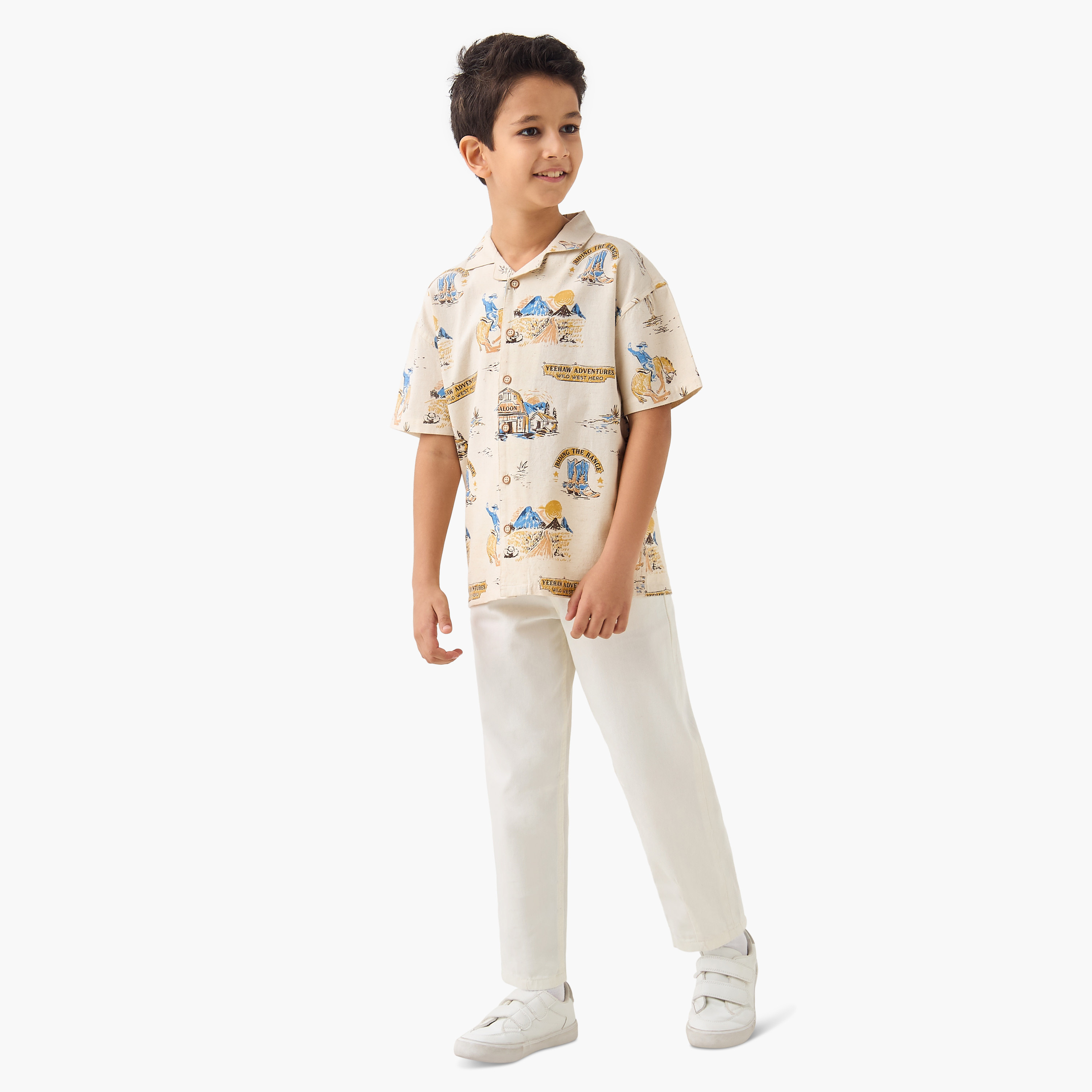 Juniors Printed Shirt with Short Sleeves-boys-clothing-shirts-image-2