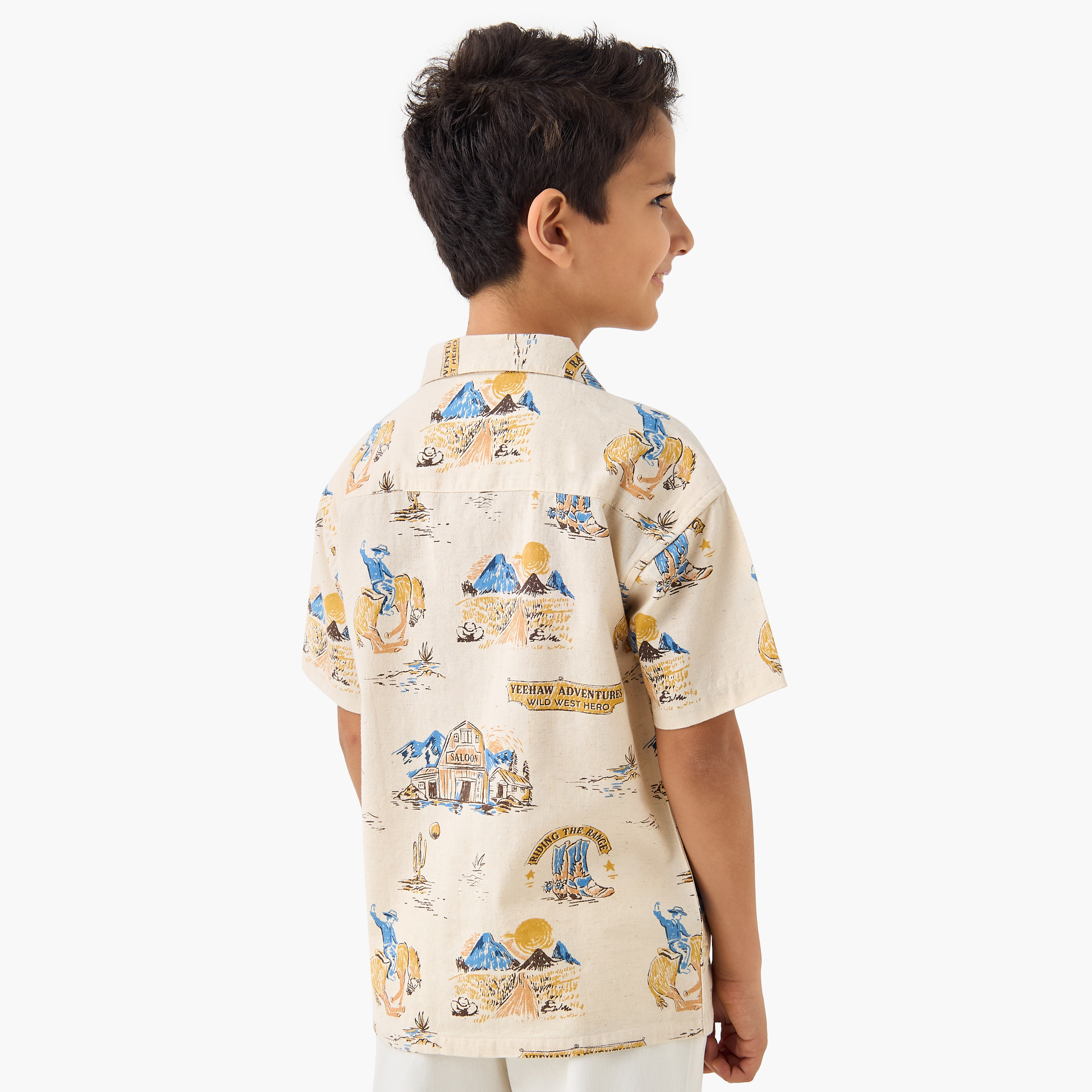 Juniors Printed Shirt with Short Sleeves-boys-clothing-shirts-image-3