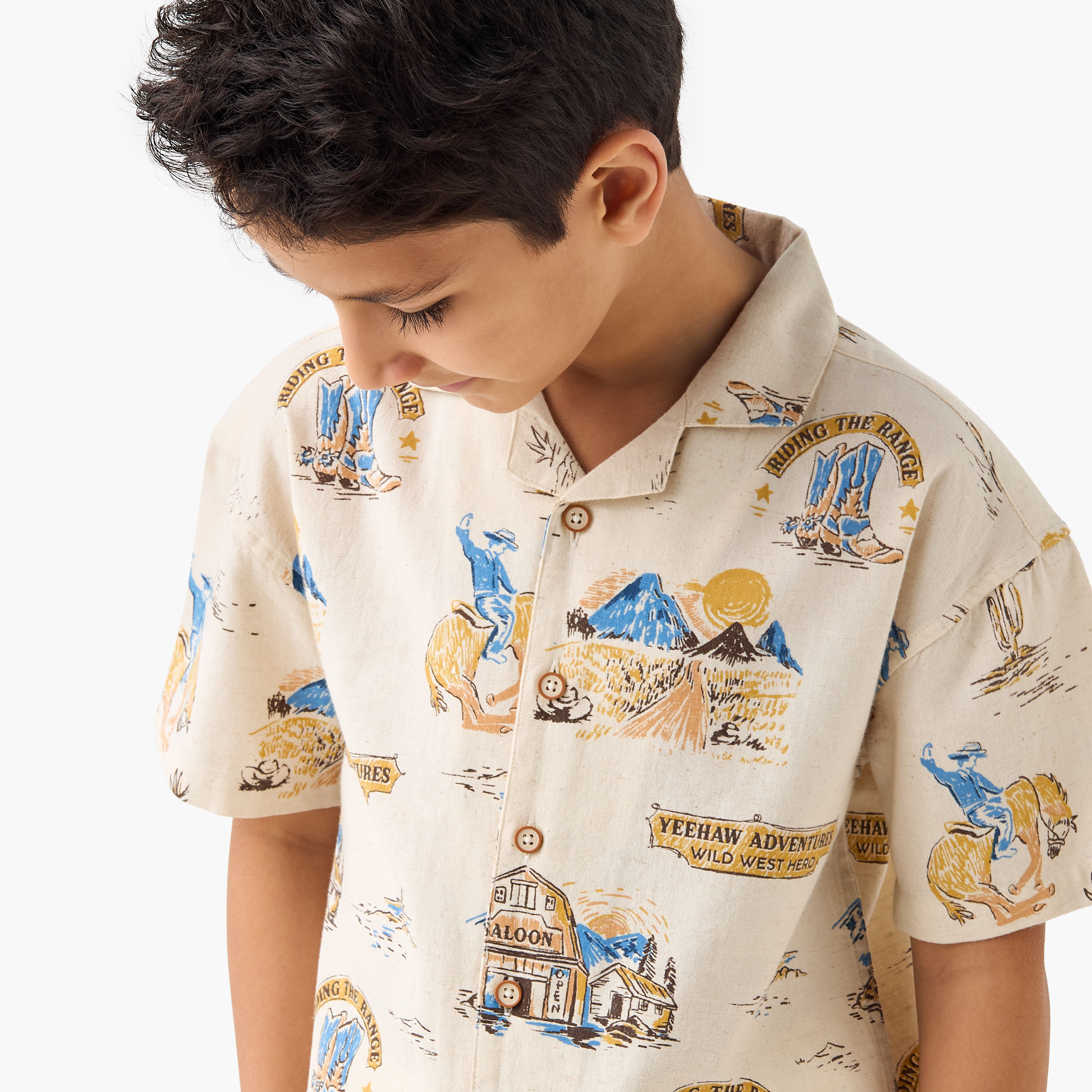 Juniors Printed Shirt with Short Sleeves-boys-clothing-shirts-image-4