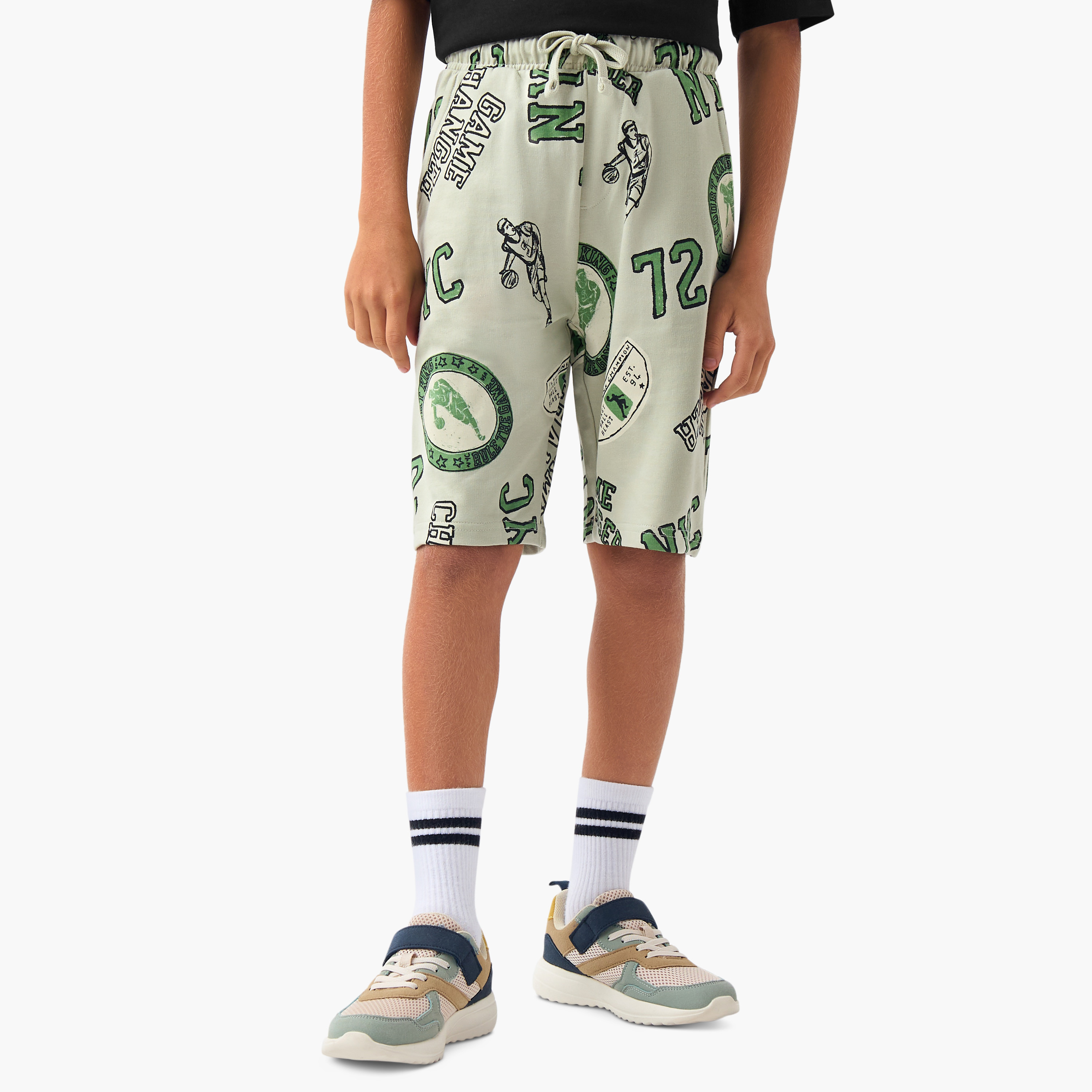 Juniors Basketball Print Shorts with Drawstring Closure and Pockets-boys-clothing-bottoms-shorts-image-1