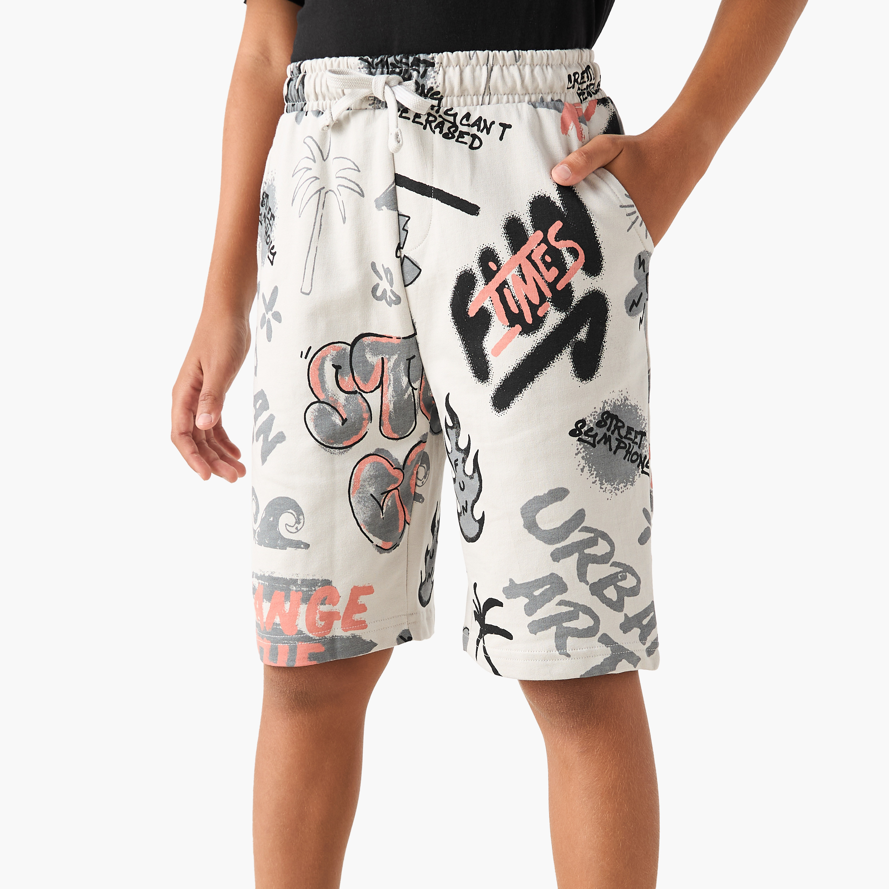 Juniors Printed Shorts with Drawstring Closure and Pockets-boys-clothing-bottoms-shorts-image-1