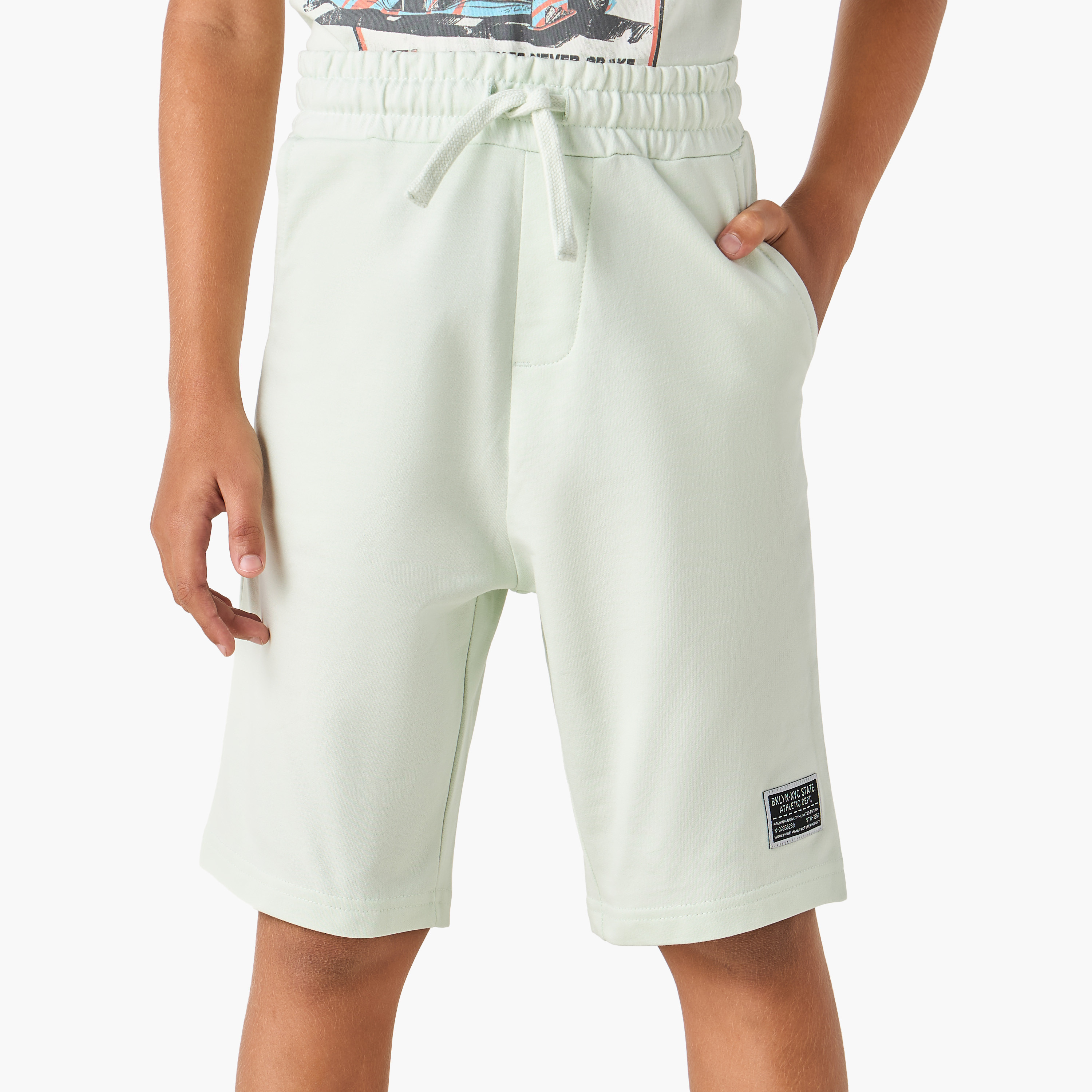 Juniors Solid Shorts with Drawstring Closure and Pockets-boys-clothing-bottoms-shorts-image-1