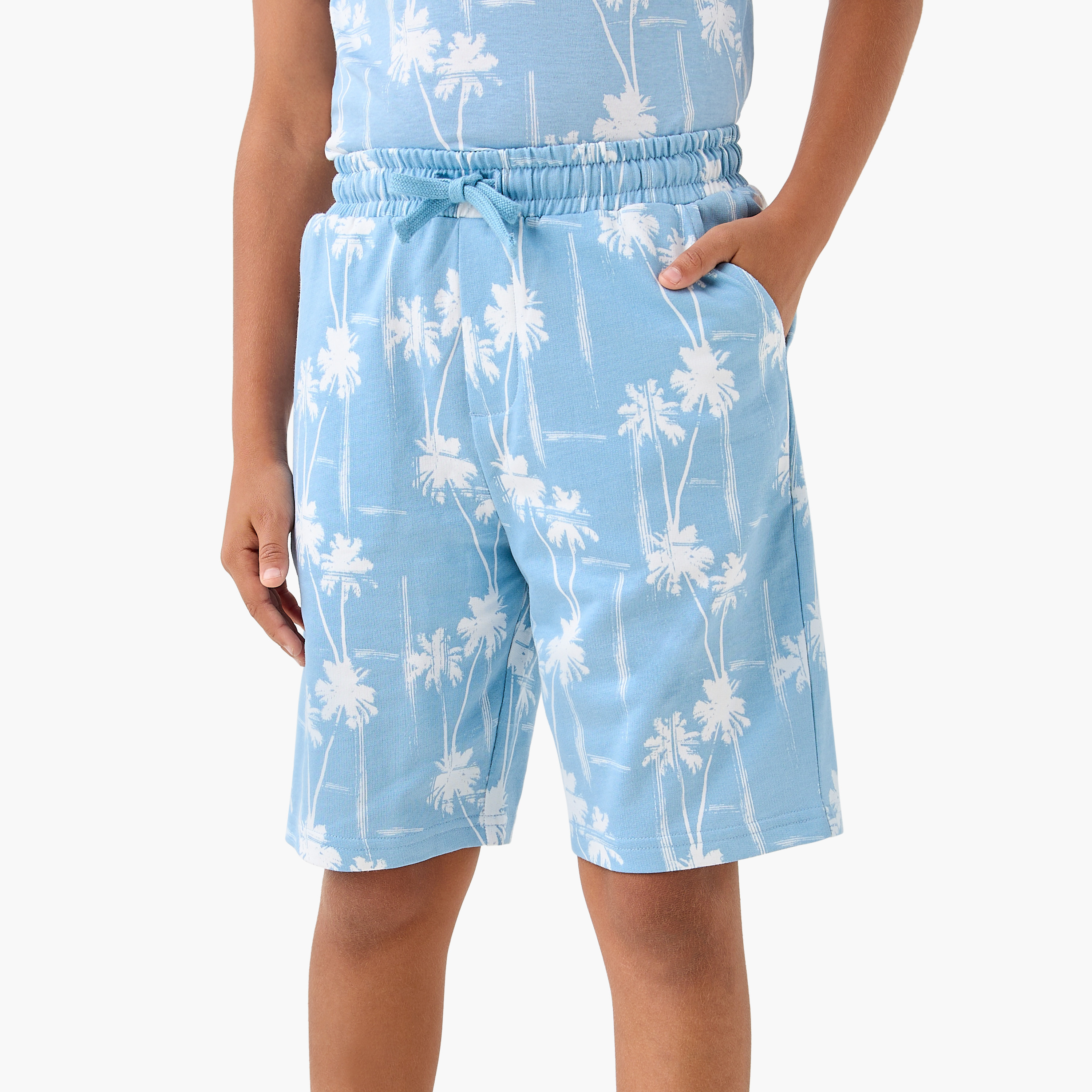 Juniors All-Over Tree Print Shorts with Pockets and Drawstring Closure-boys-clothing-bottoms-shorts-image-1