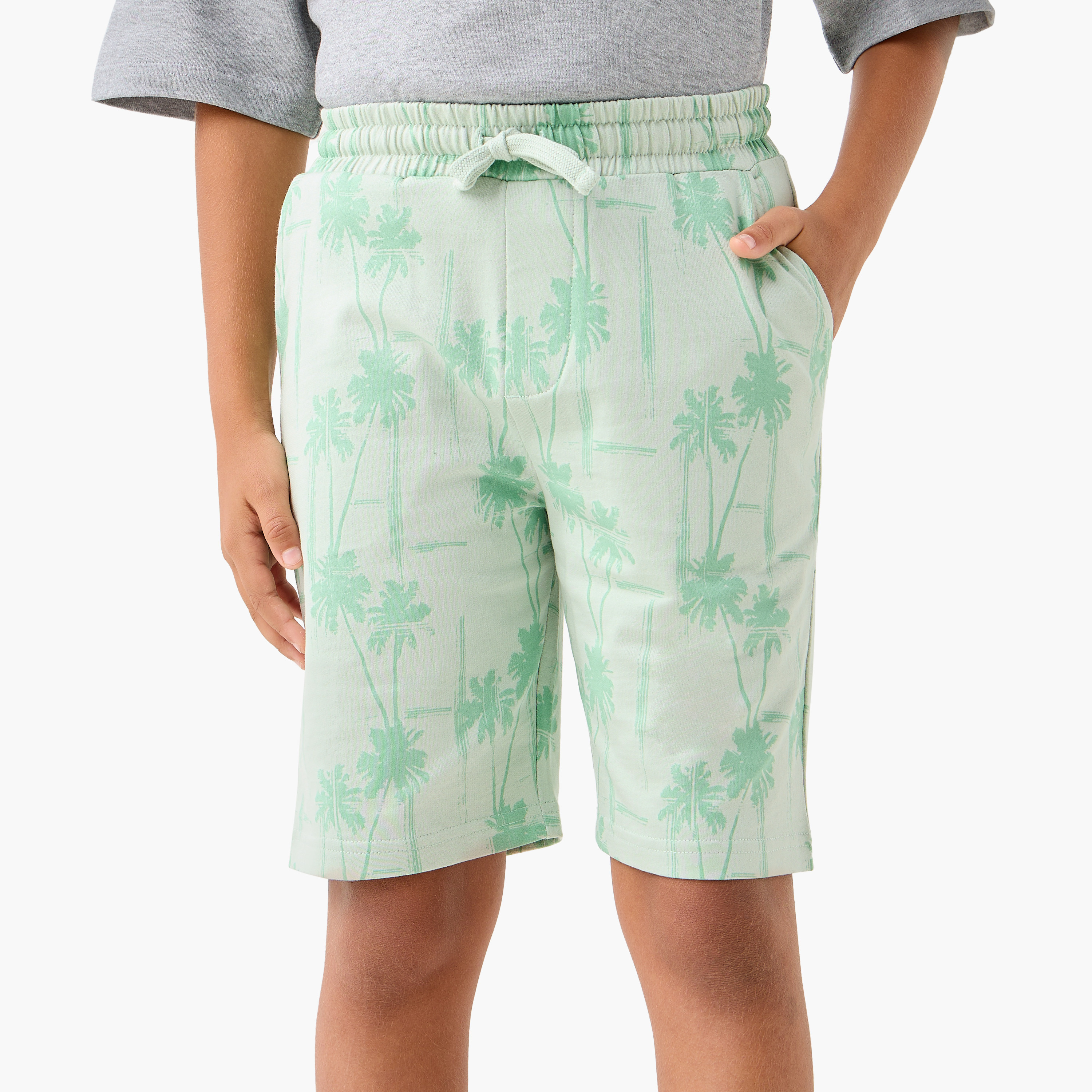 Juniors Tree Print Shorts with Pockets and Drawstring Closure-boys-clothing-bottoms-shorts-image-1