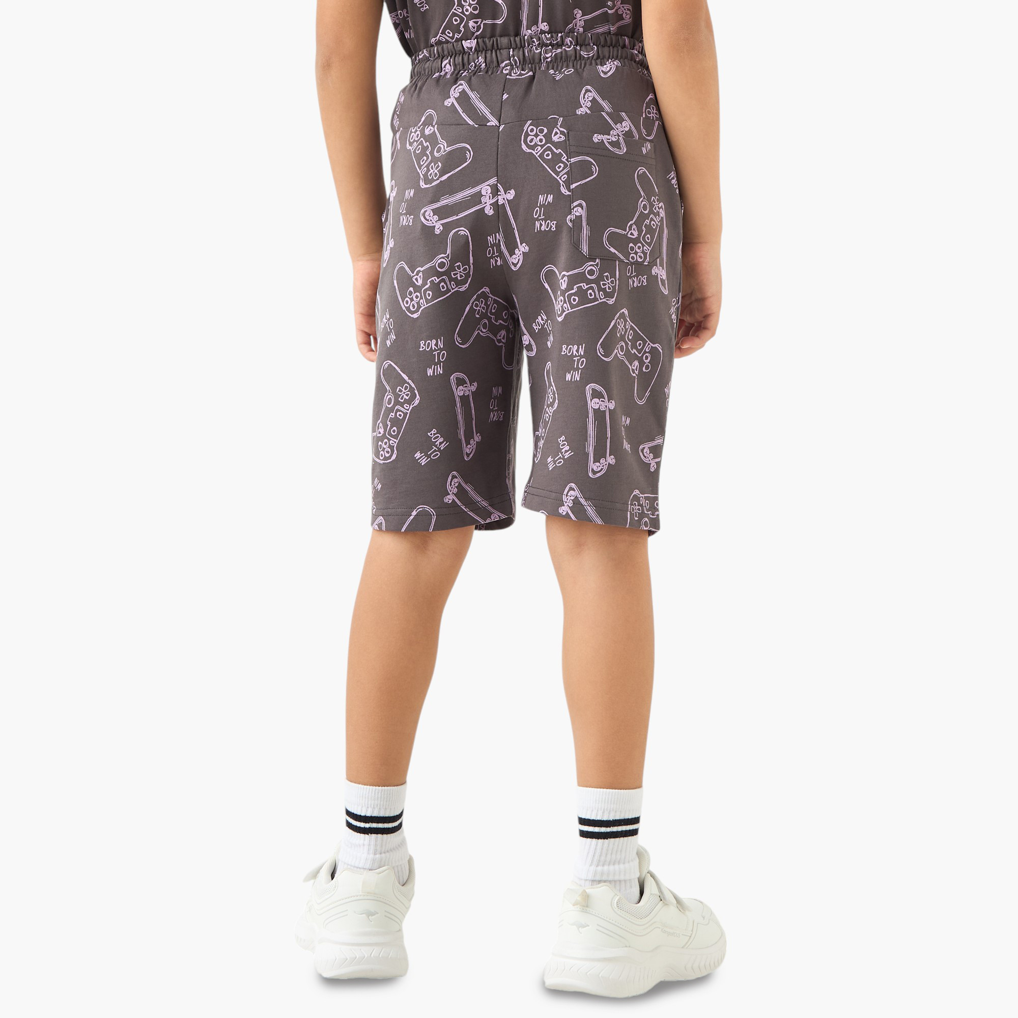 Juniors Gamer Print Shorts with Drawstring Closure and Pockets-boys-clothing-bottoms-shorts-image-3