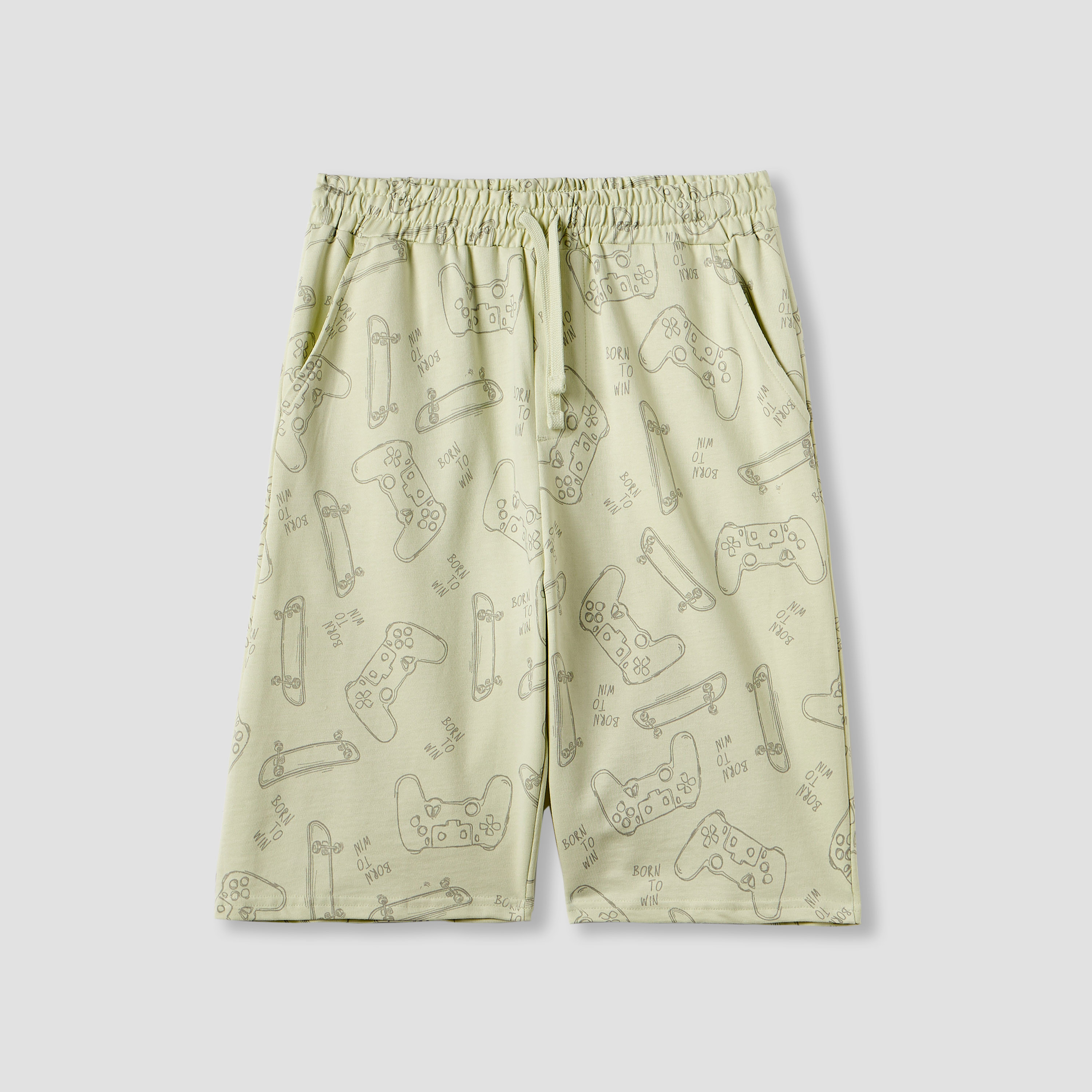 Juniors Game Print Shorts with Elasticated Drawstring-boys-clothing-bottoms-shorts-image-1