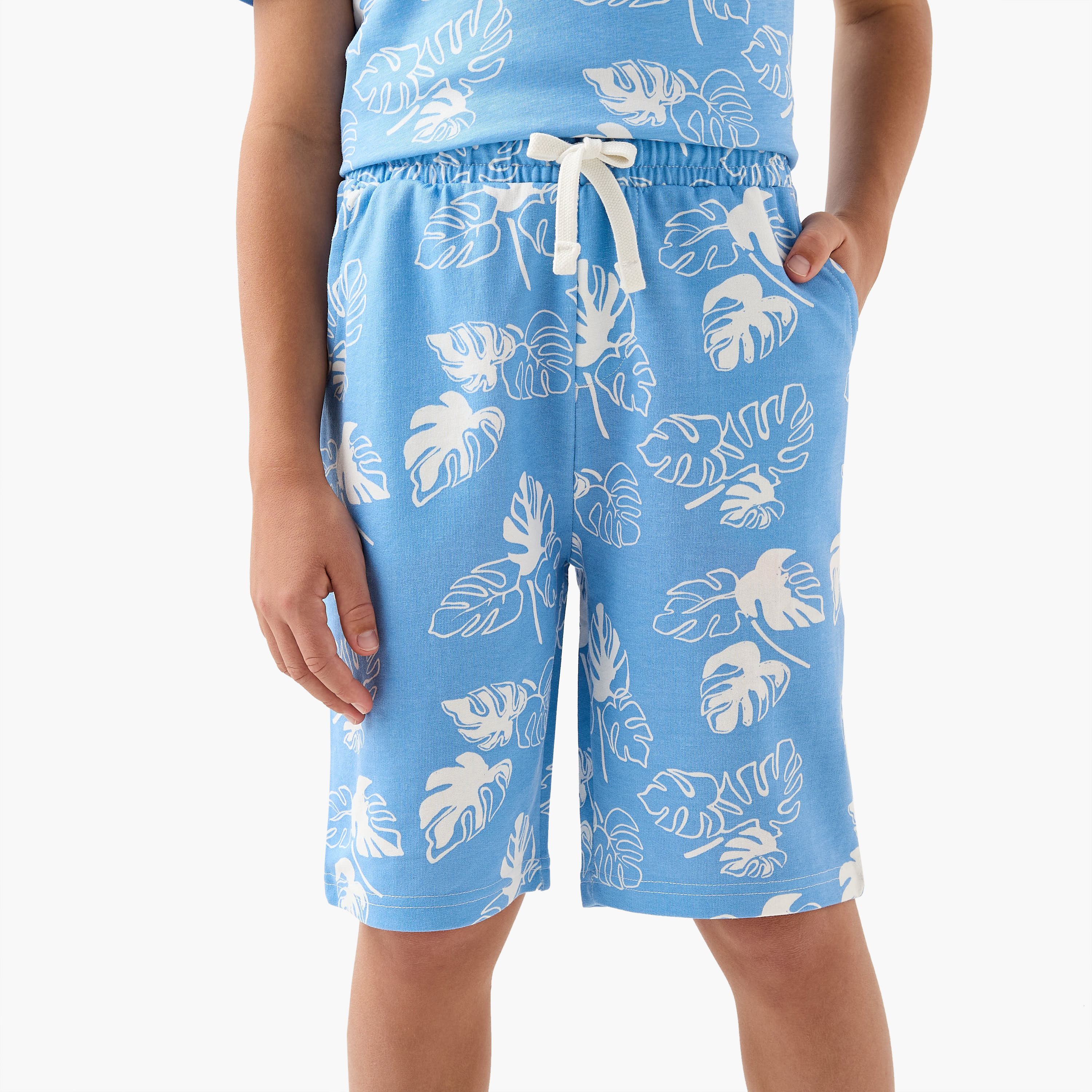 Juniors All-Over Tropical Print Shorts with Drawstring Closure and Pockets-boys-clothing-bottoms-shorts-image-1