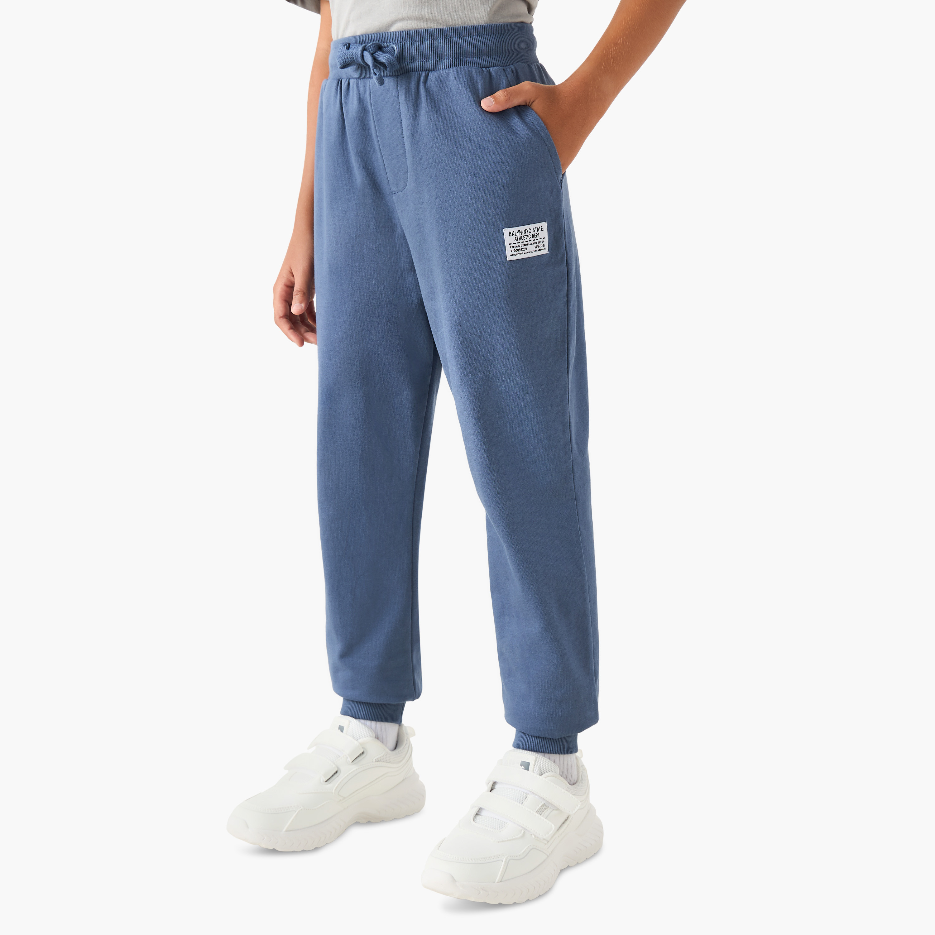 Juniors Solid Joggers with Drawstring Waistband and Pockets-boys-clothing-bottoms-joggersandtrackpants-image-1