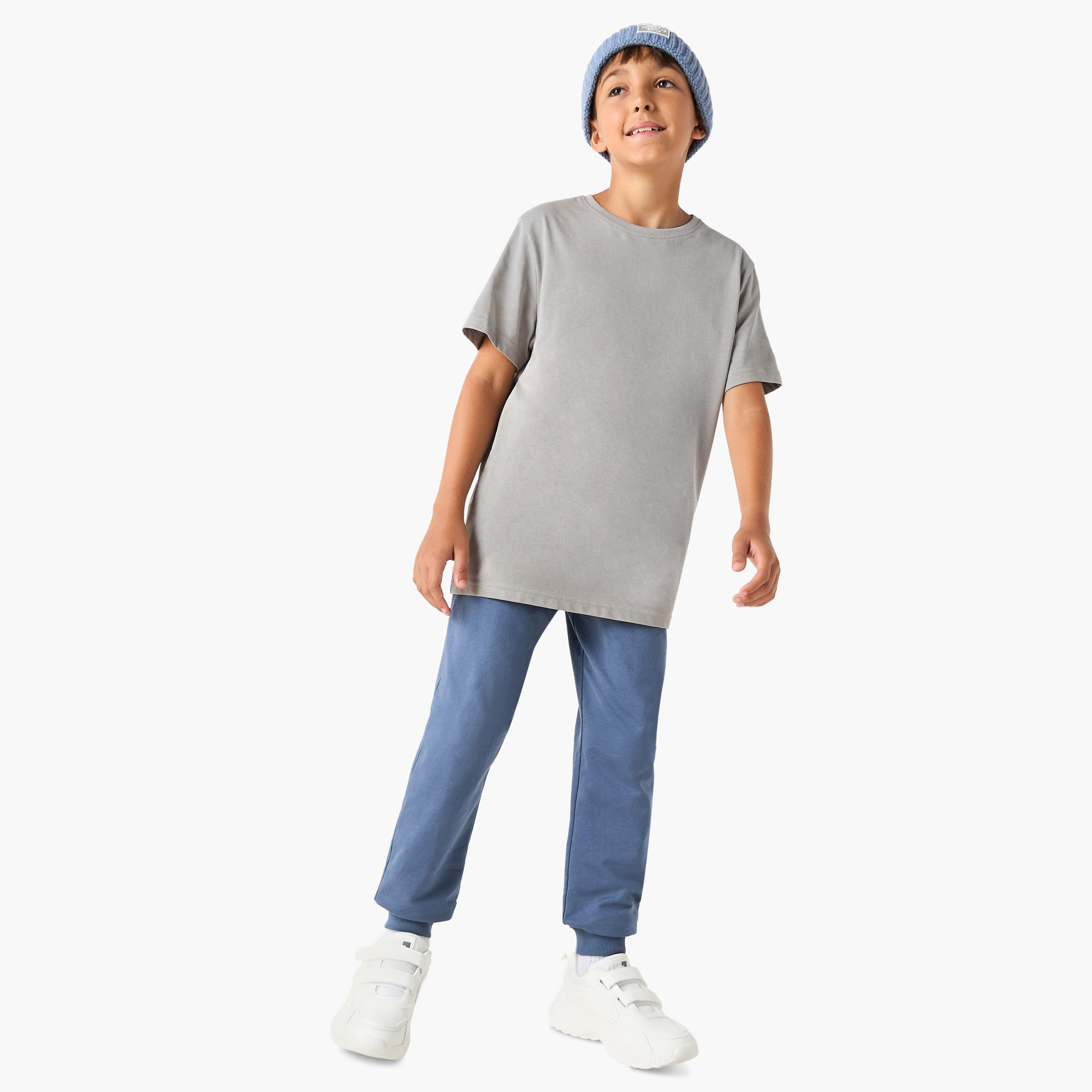 Juniors Solid Joggers with Drawstring Waistband and Pockets-boys-clothing-bottoms-joggersandtrackpants-image-2