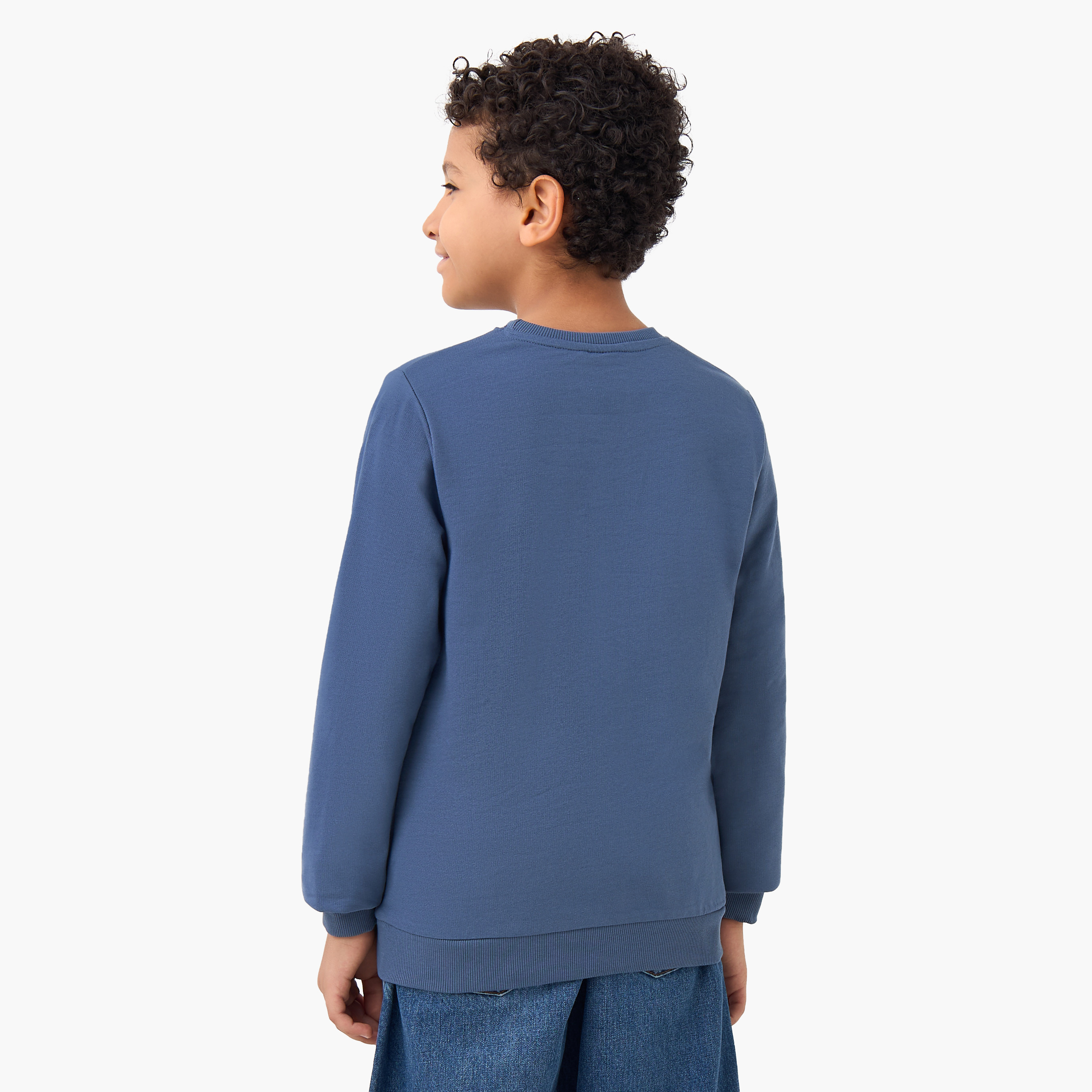 Juniors Printed Pullover with Crew Neck and Long Sleeves-boys-clothing-winterwear-sweatshirts-image-3