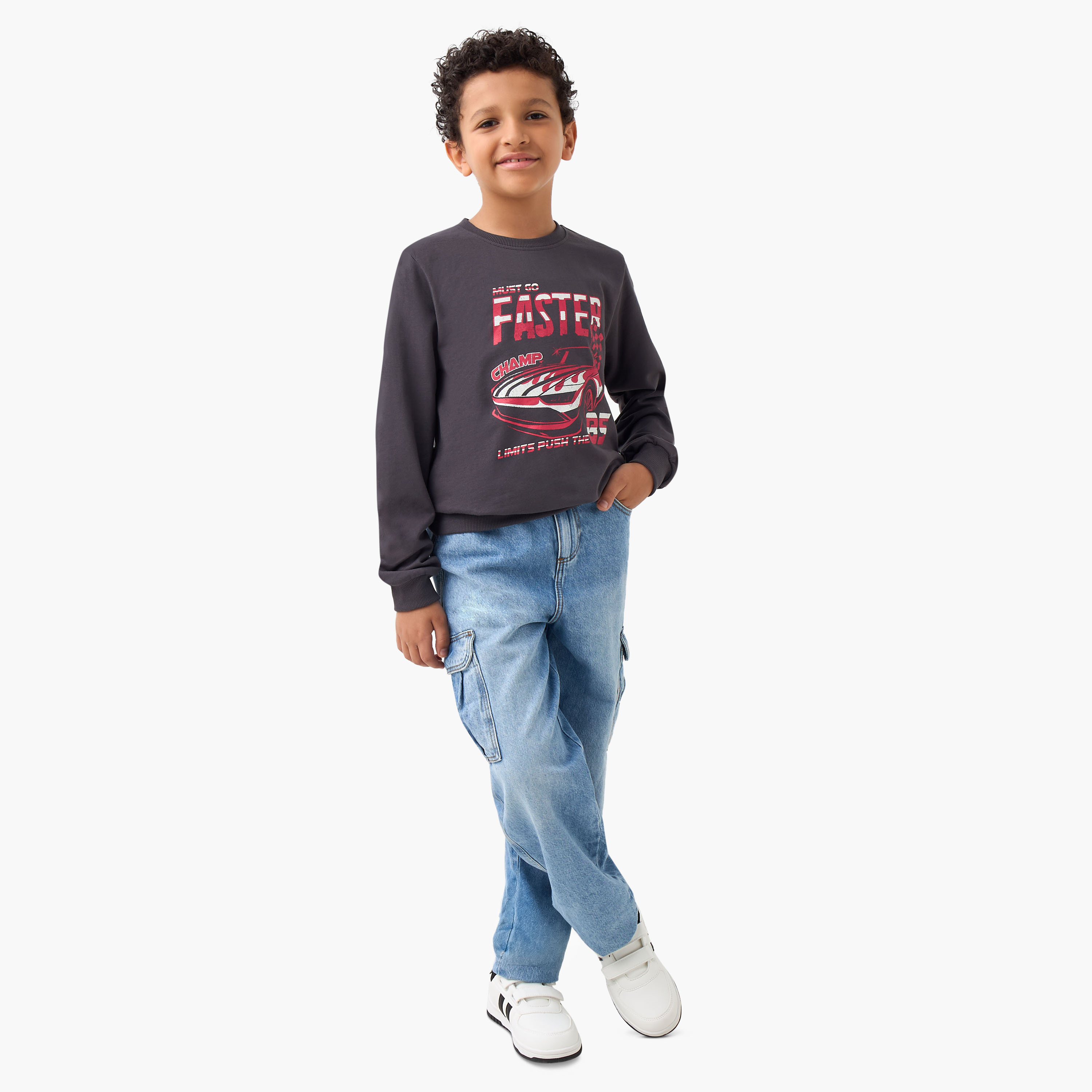 Juniors Printed Pullover with Crew Neck and Long Sleeves-boys-clothing-sweatshirts-image-2