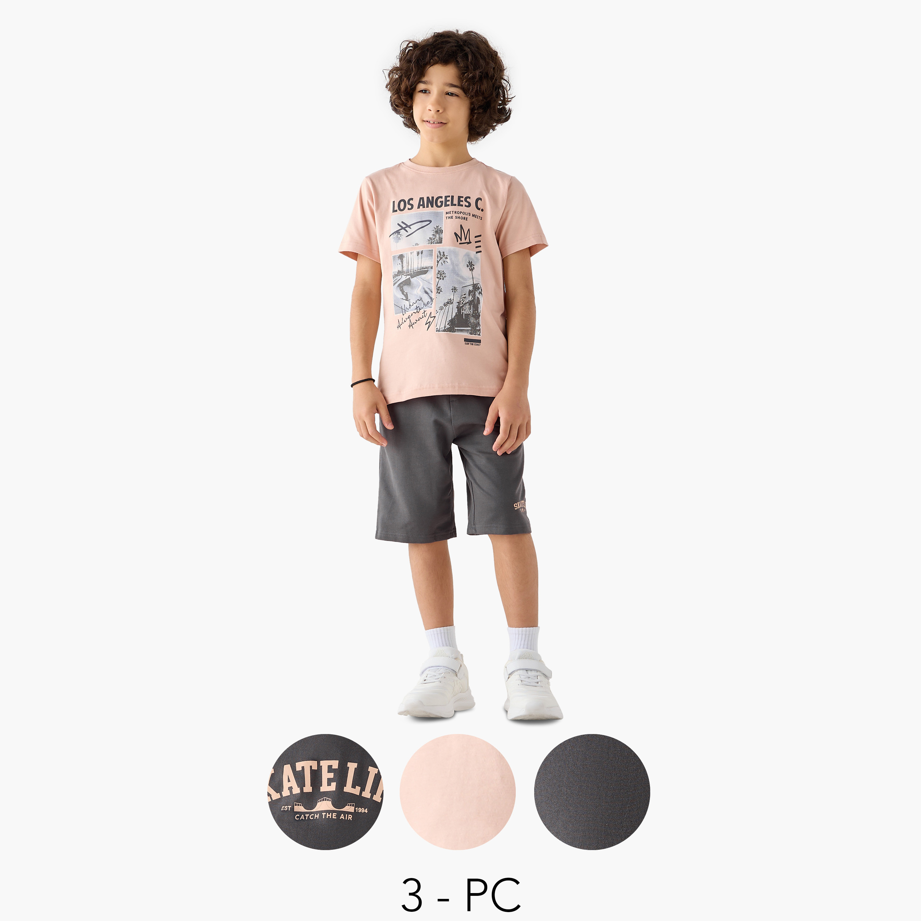 طقم شورت وتيشيرت بطبعات 3 قطع من جونيورز-boys-clothing-setsandcoords-image-1