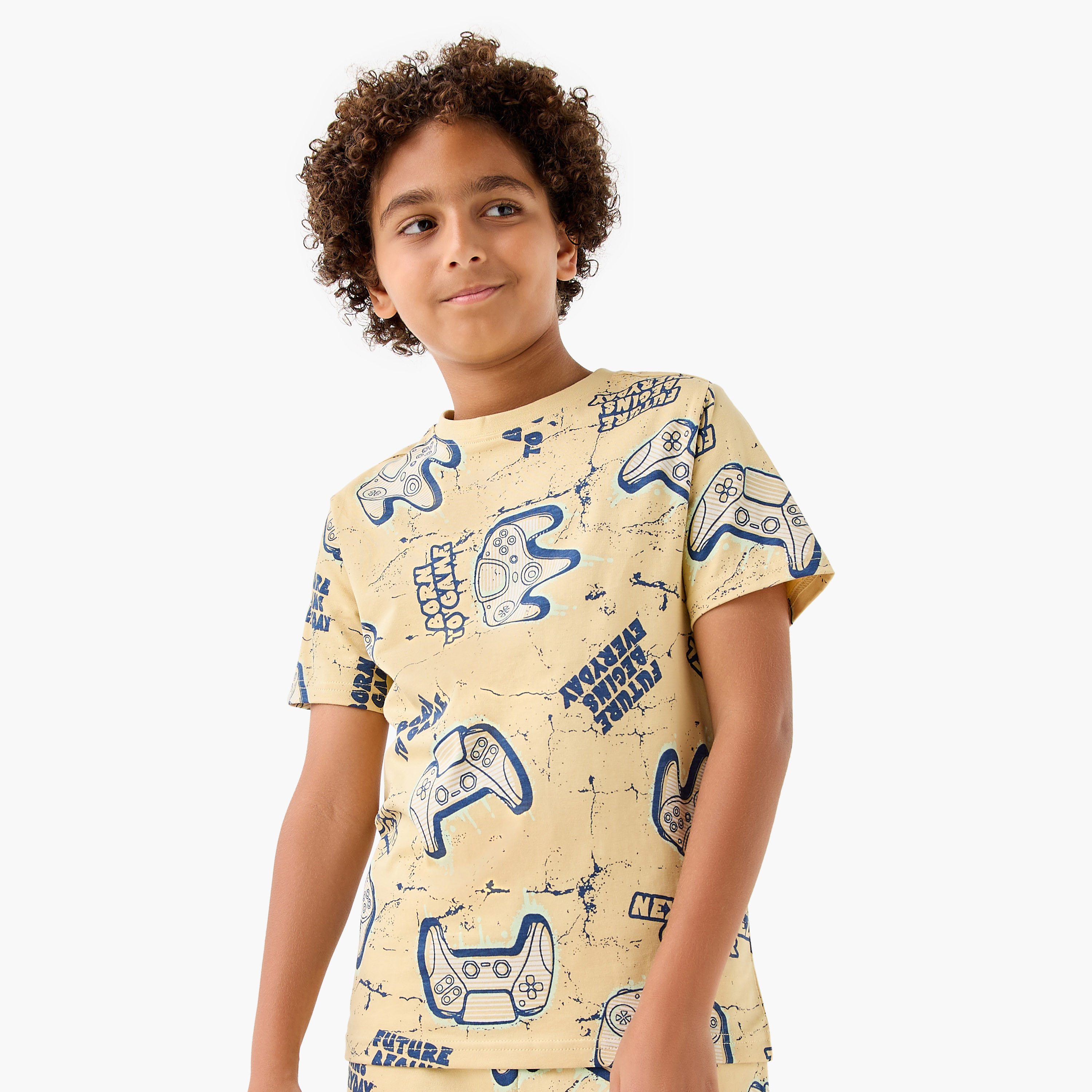 Juniors Gamer Print 3-Piece T-shirts and Shorts Set-boys-clothing-setsandcoords-image-2