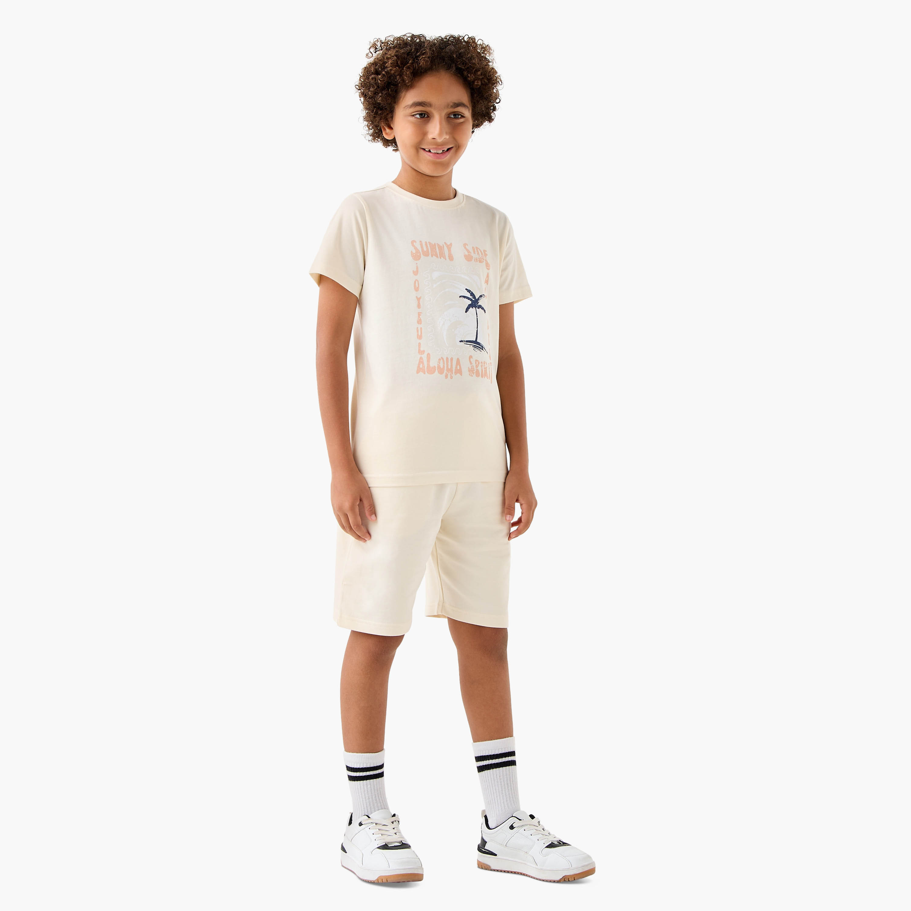 Juniors Printed 3-Piece T-shirt and Elasticated Shorts Set-boys-clothing-setsandcoords-image-2
