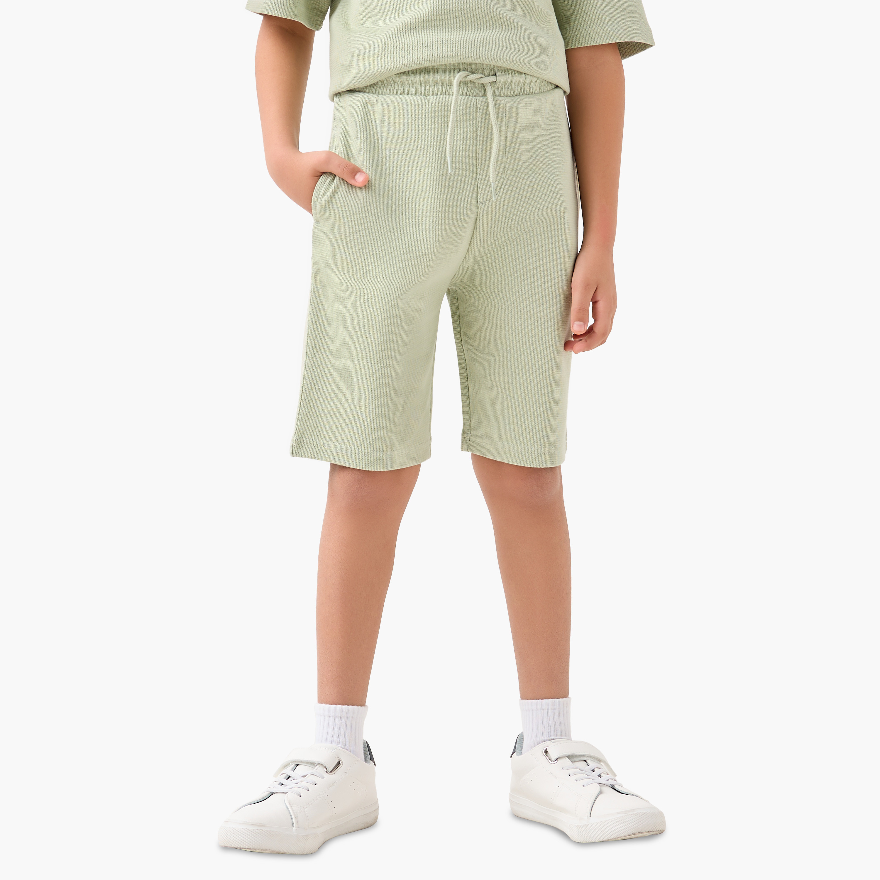 Juniors Textured Crew Neck T-shirt and Shorts Set-boys-clothing-setsandcoords-image-3