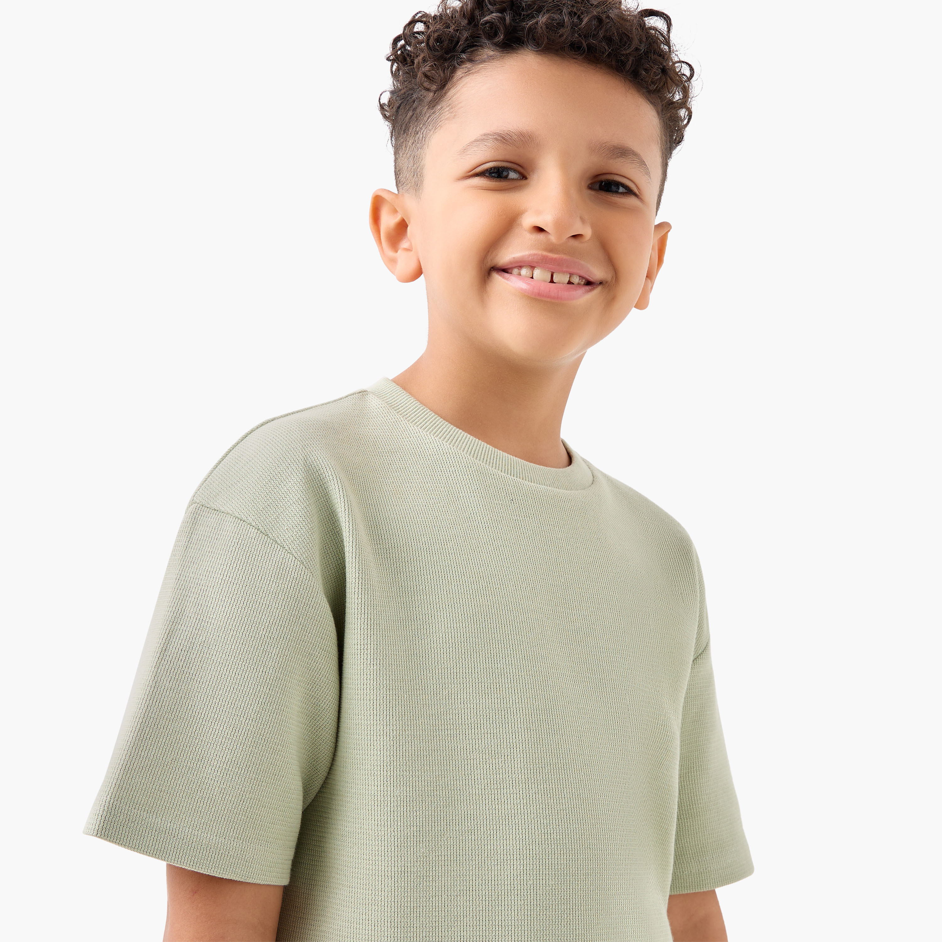 Juniors Textured Crew Neck T-shirt and Shorts Set-boys-clothing-setsandcoords-image-5