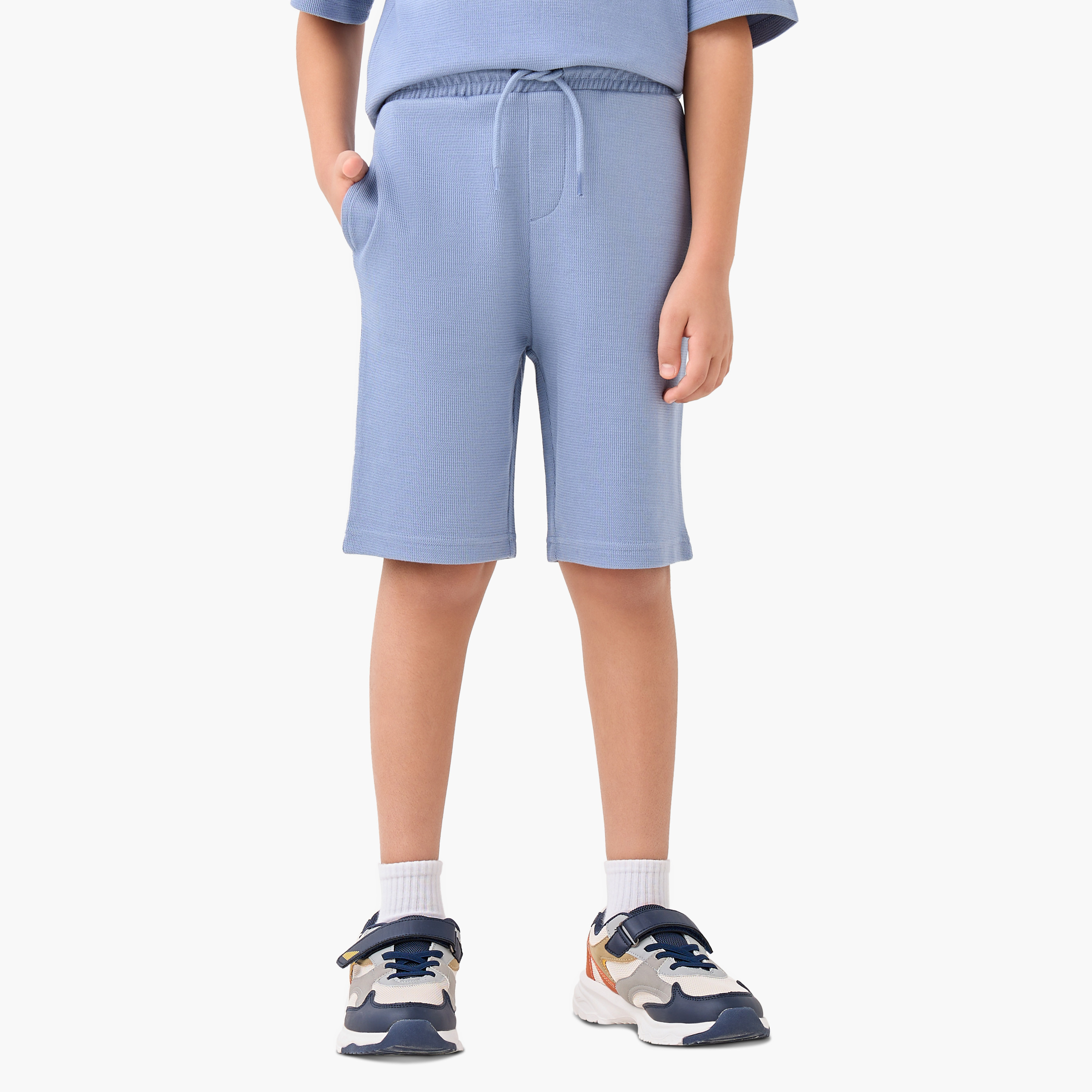 Juniors Textured Crew Neck T-shirt and Shorts Set-boys-clothing-setsandcoords-image-3