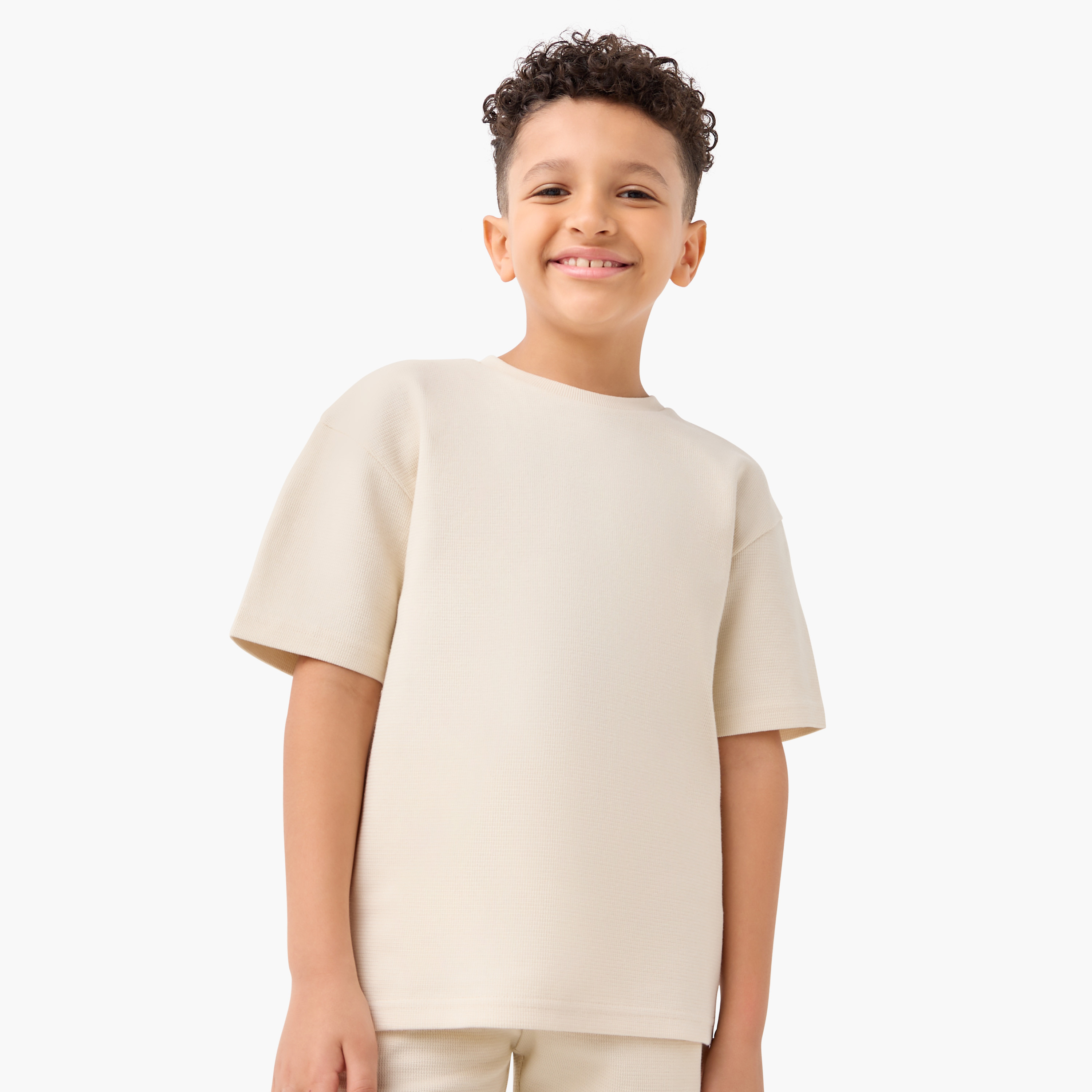 Juniors Textured Crew Neck T-shirt and Shorts Set-boys-clothing-setsandcoords-image-2