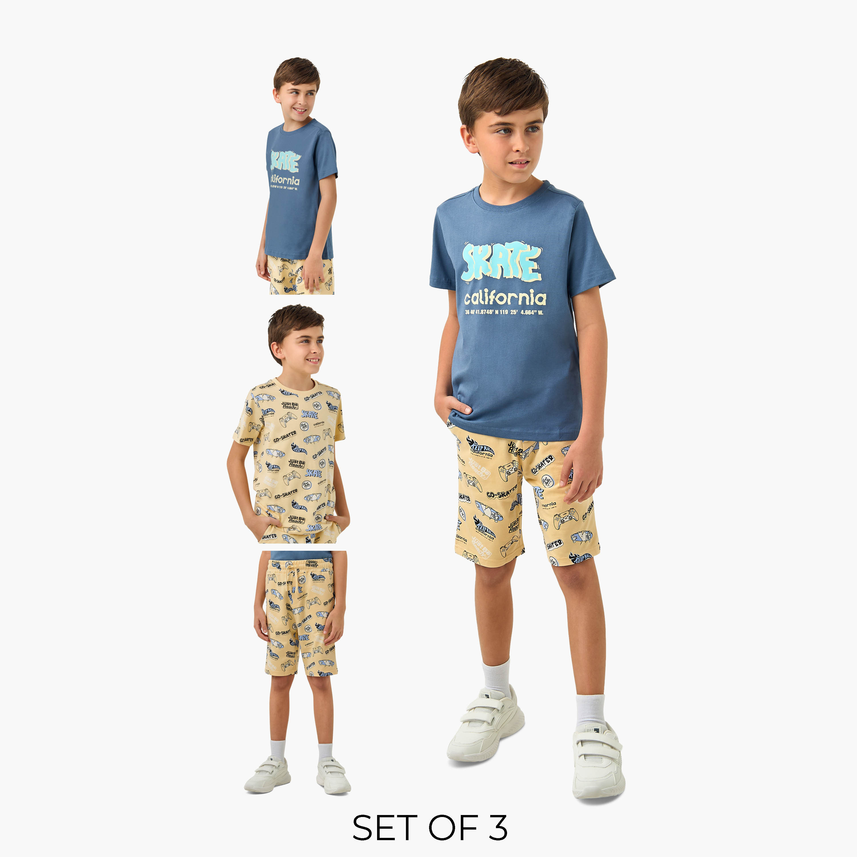 طقم شورت وتيشيرت 3 قطع بطبعات من جونيورز-boys-clothing-setsandcoords-image-1