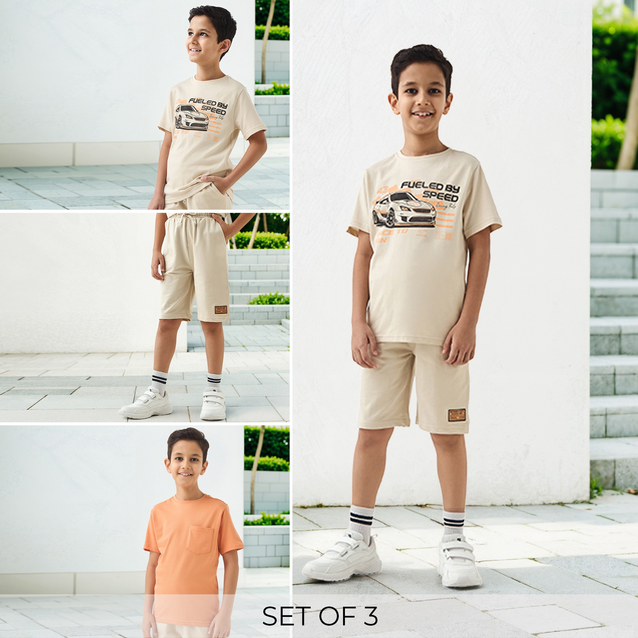 طقم شورت وتيشيرت 3 قطع متنوعة من جونيورز-boys-clothing-setsandcoords-image-9