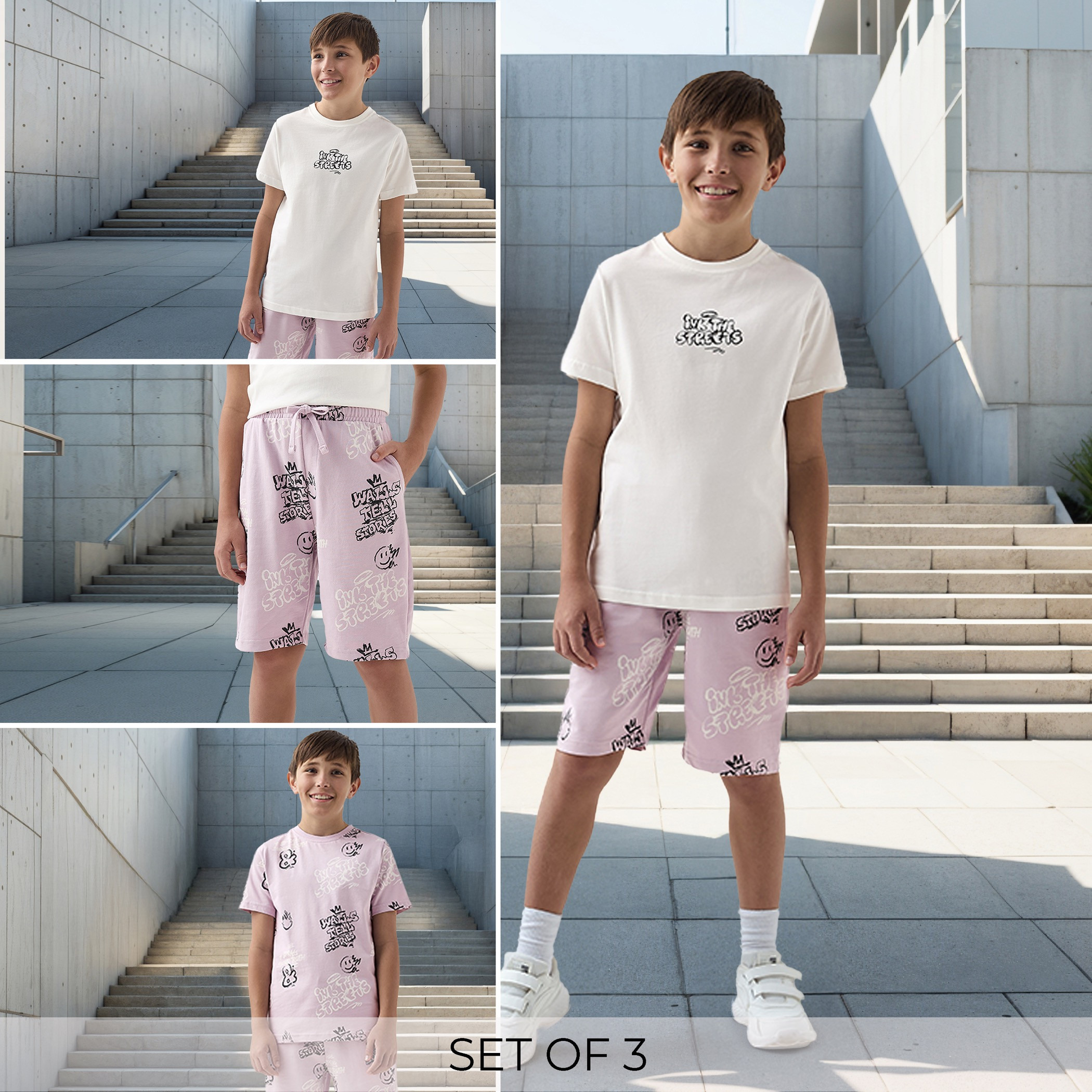 طقم شورت وتيشيرت 3 قطع بطبعات جرافيتي من جونيورز-boys-clothing-setsandcoords-image-1