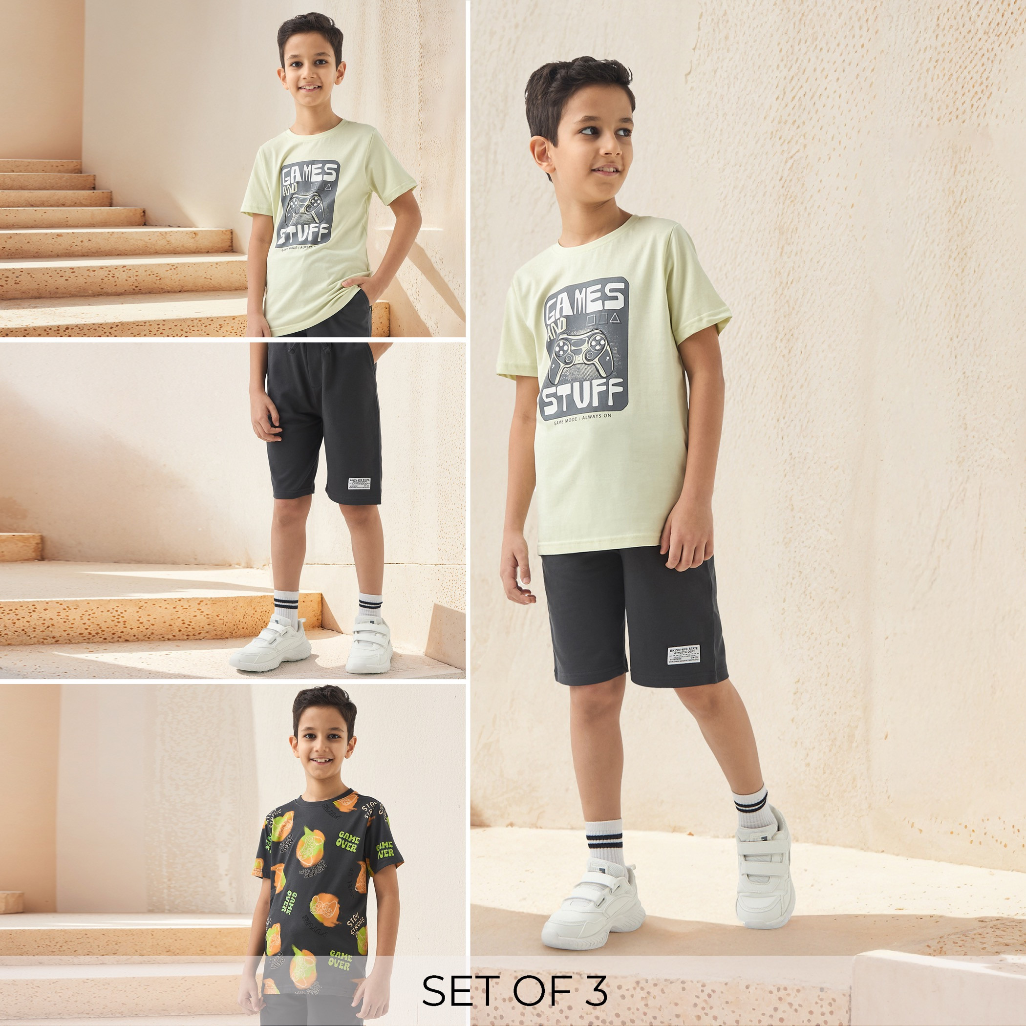 Juniors Gamer Print 3-Piece T-shirt and Shorts Set-boys-clothing-setsandcoords-image-1