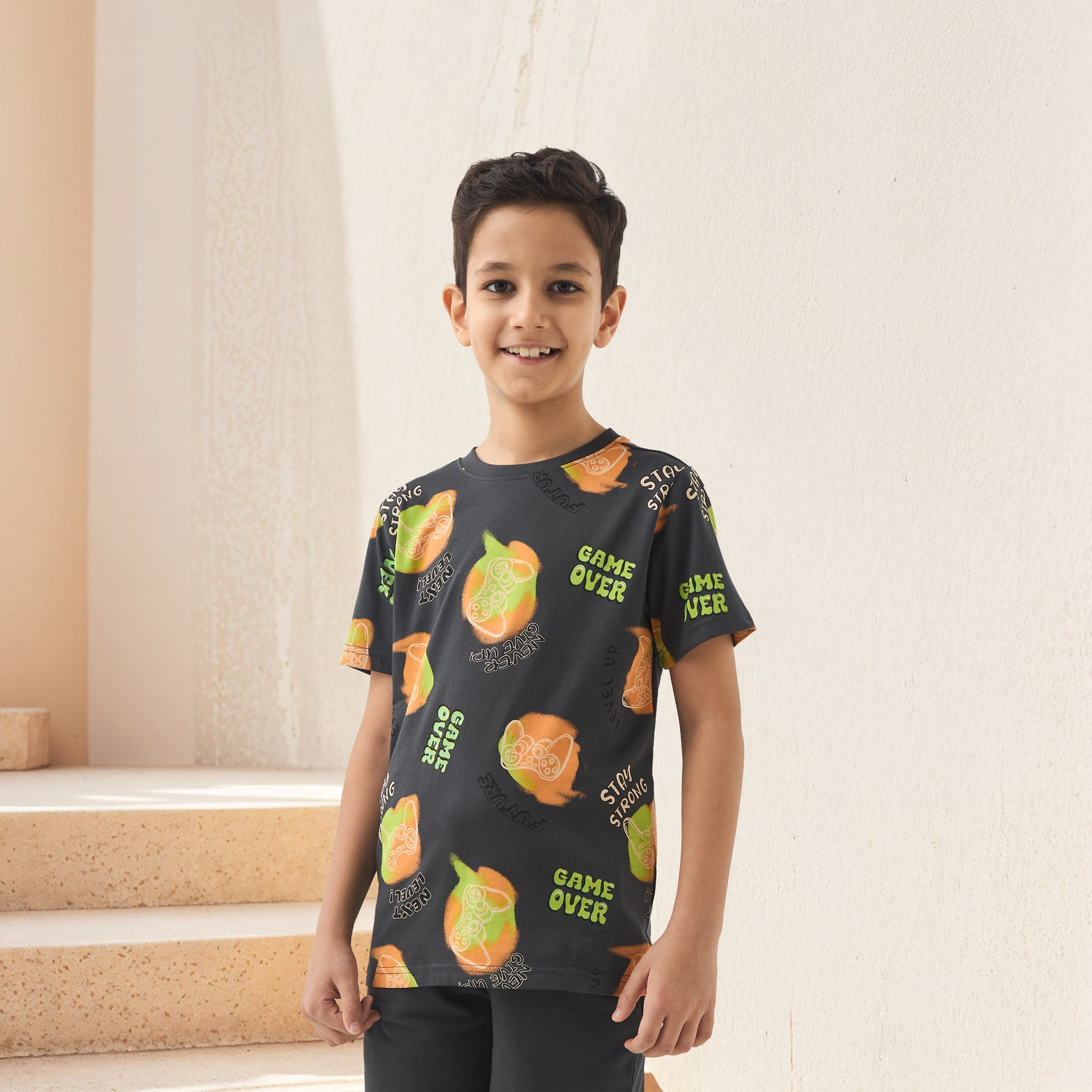 Juniors Gamer Print 3-Piece T-shirt and Shorts Set-boys-clothing-setsandcoords-image-2