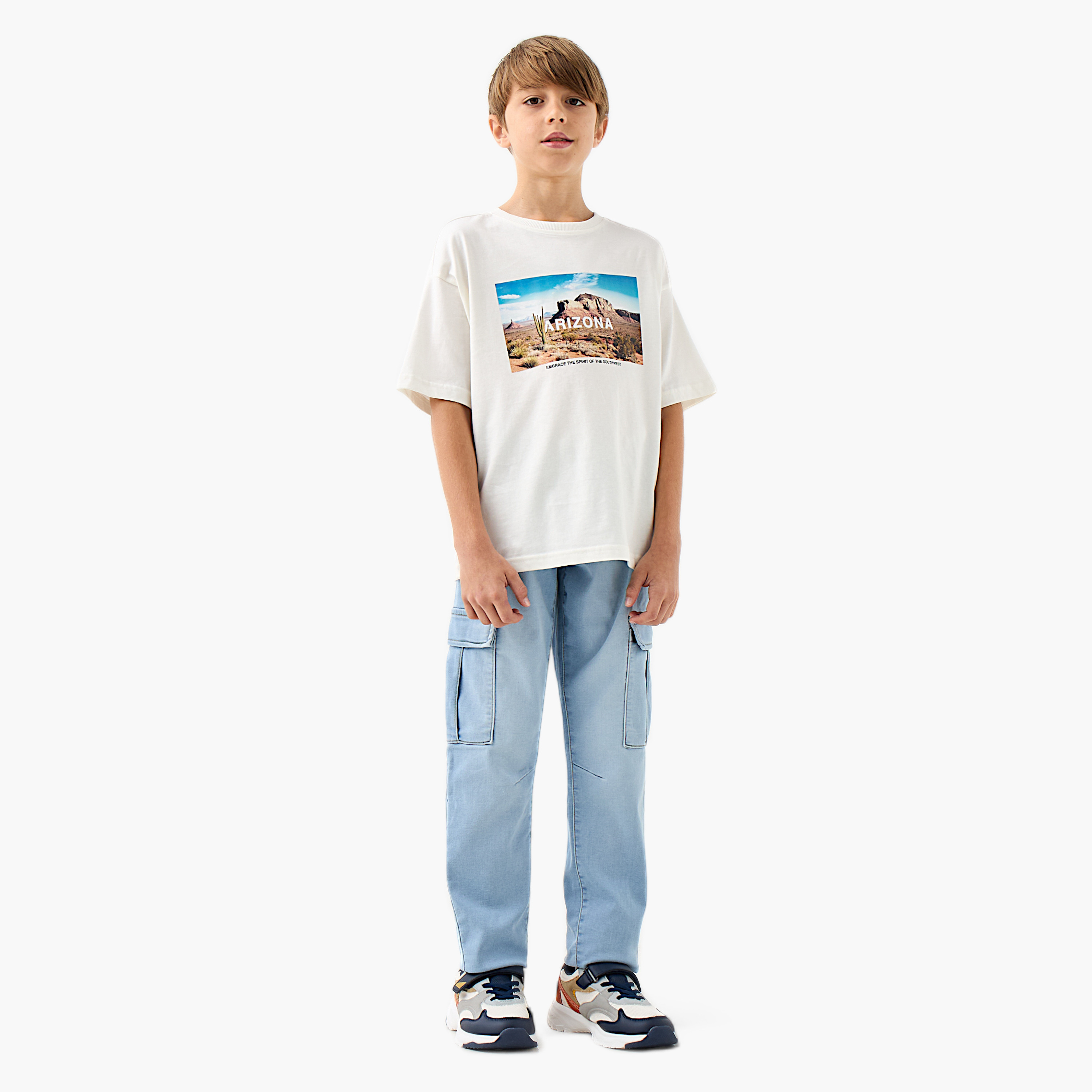 Juniors Arizona Print Crew Neck T-shirt with Short Sleeves-boys-clothing-tshirtsandpolos-image-2