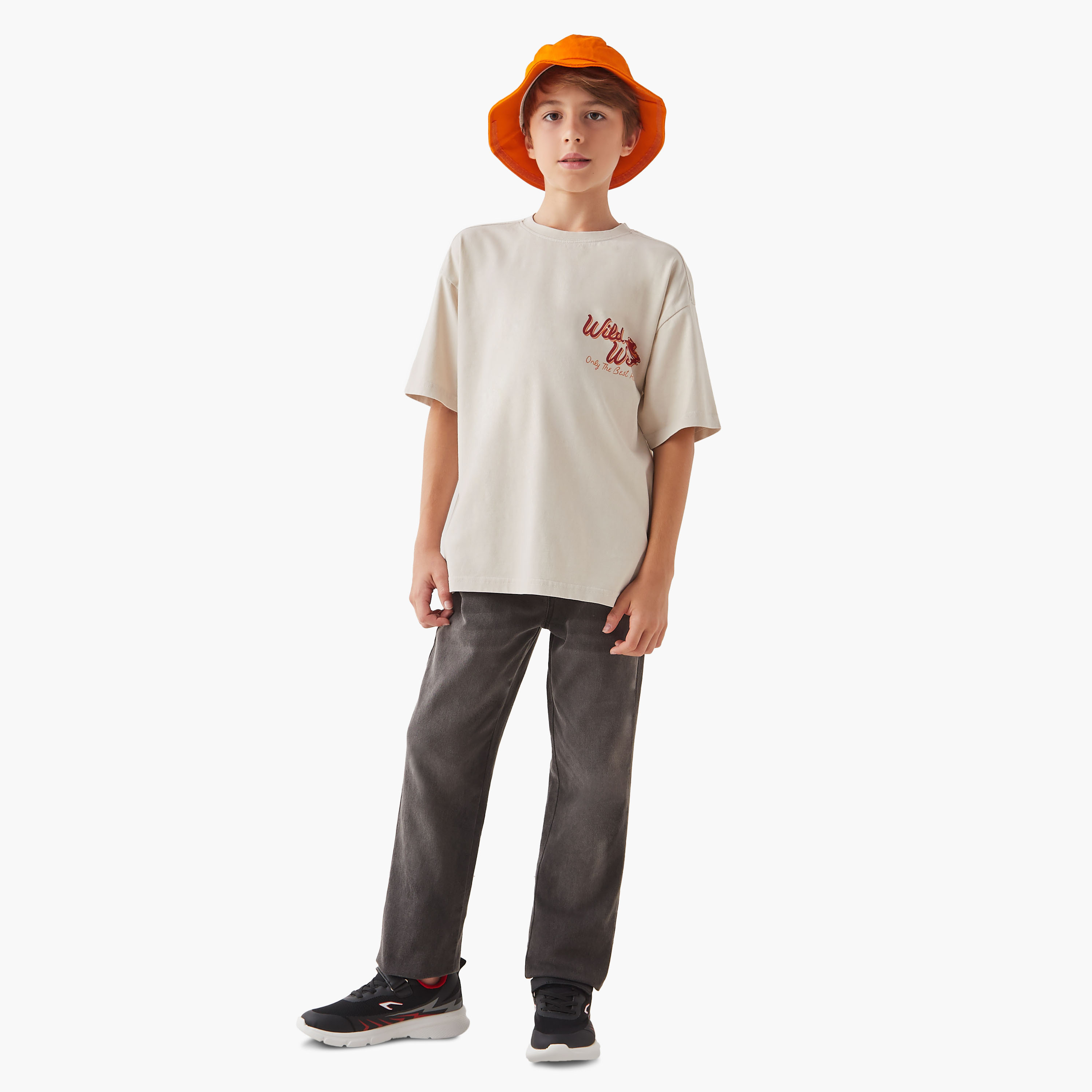 Juniors Graphic Print Crew Neck T-shirt with Short Sleeves-boys-clothing-tshirtsandpolos-image-2