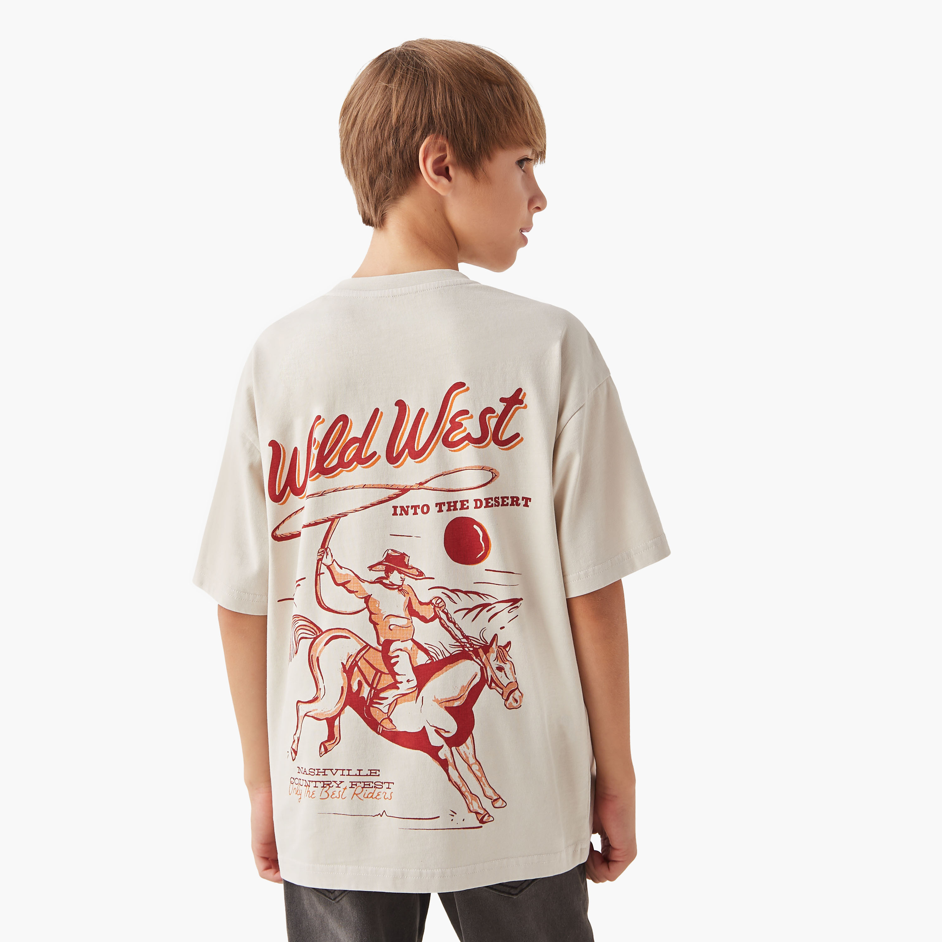 Juniors Graphic Print Crew Neck T-shirt with Short Sleeves-boys-clothing-tshirtsandpolos-image-3