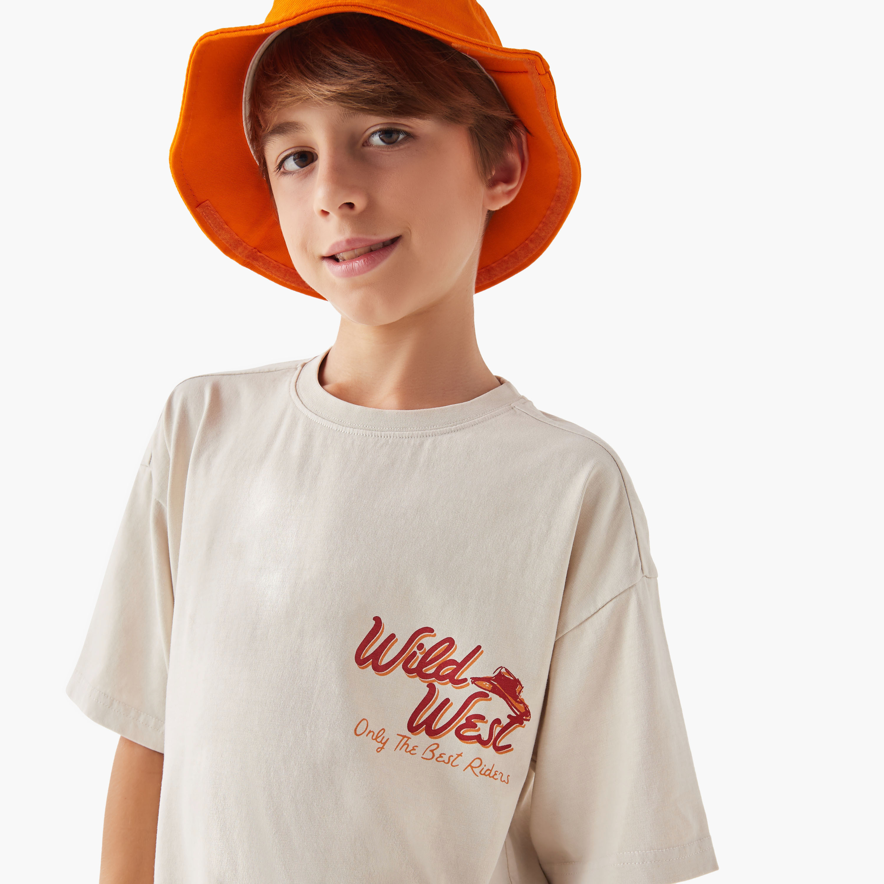 Juniors Graphic Print Crew Neck T-shirt with Short Sleeves-boys-clothing-tshirtsandpolos-image-4