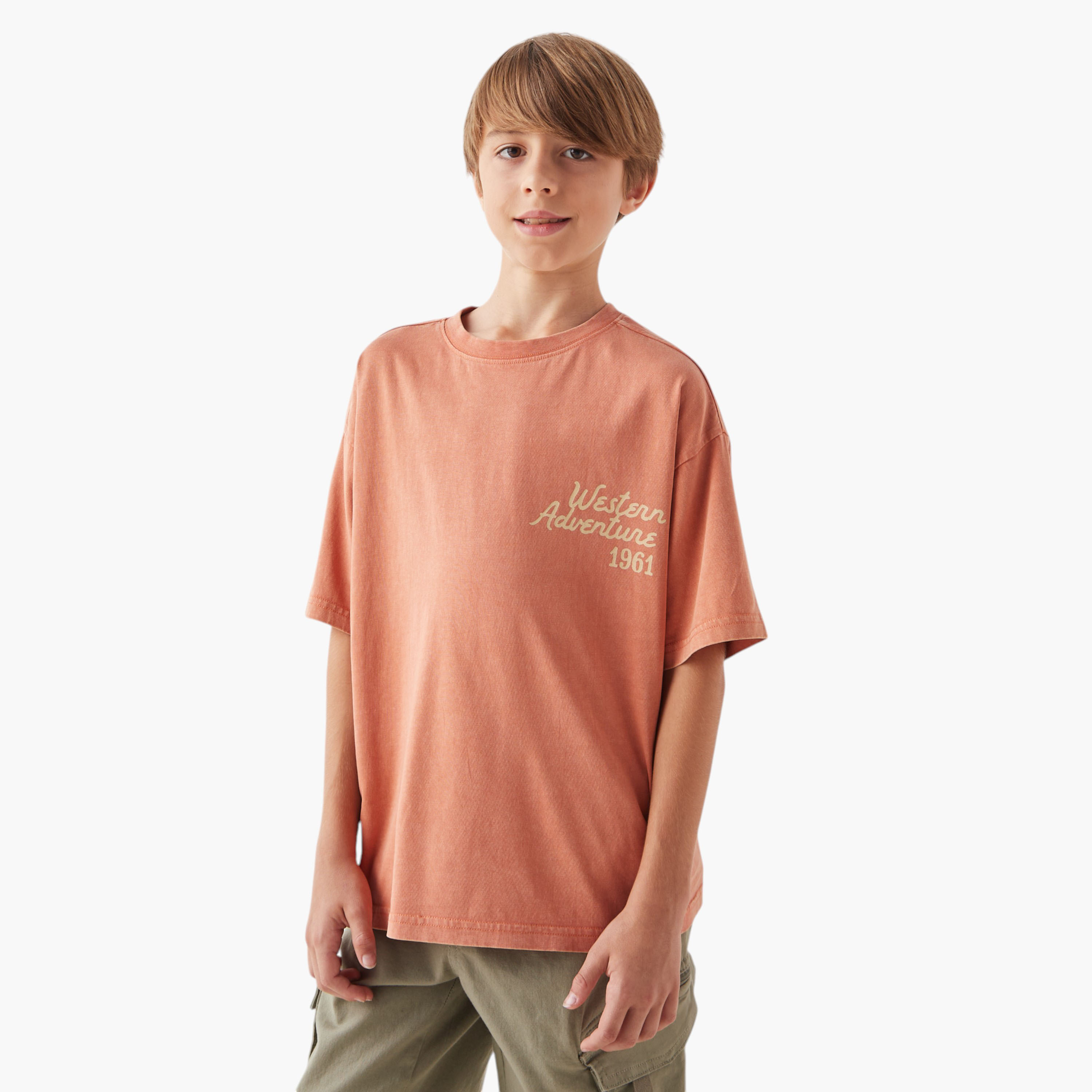 Juniors Graphic Print T-shirt with Short Sleeves-boys-clothing-tshirtsandpolos-image-1