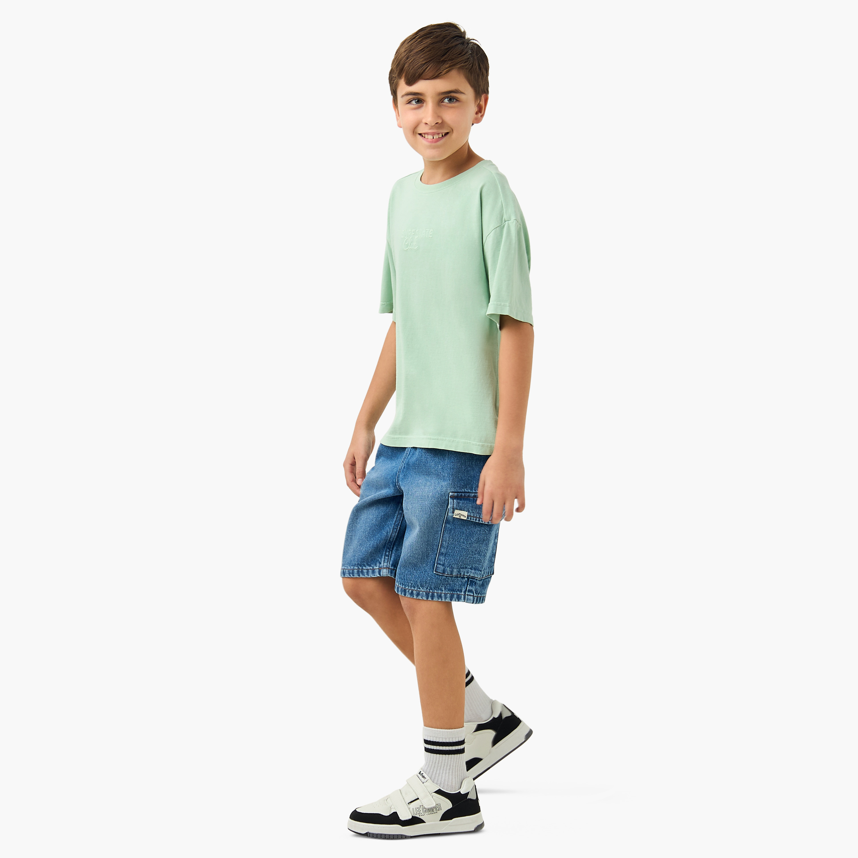 Juniors Embroidered T-shirt with Crew Neck and Short Sleeves-boys-clothing-tshirtsandpolos-image-2