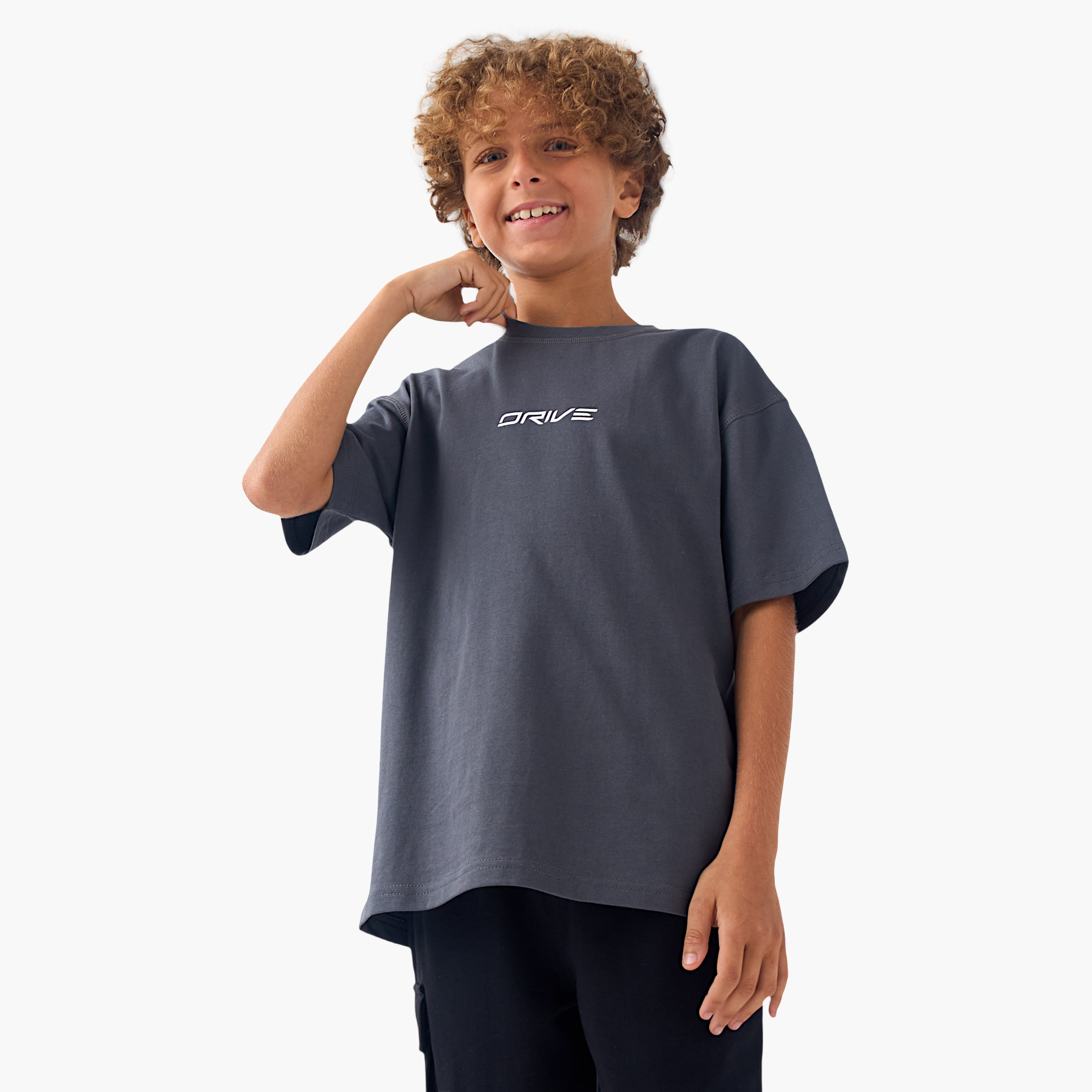 Juniors Graphic Print Crew Neck T-shirt with Short Sleeves-boys-clothing-tshirtsandpolos-image-3