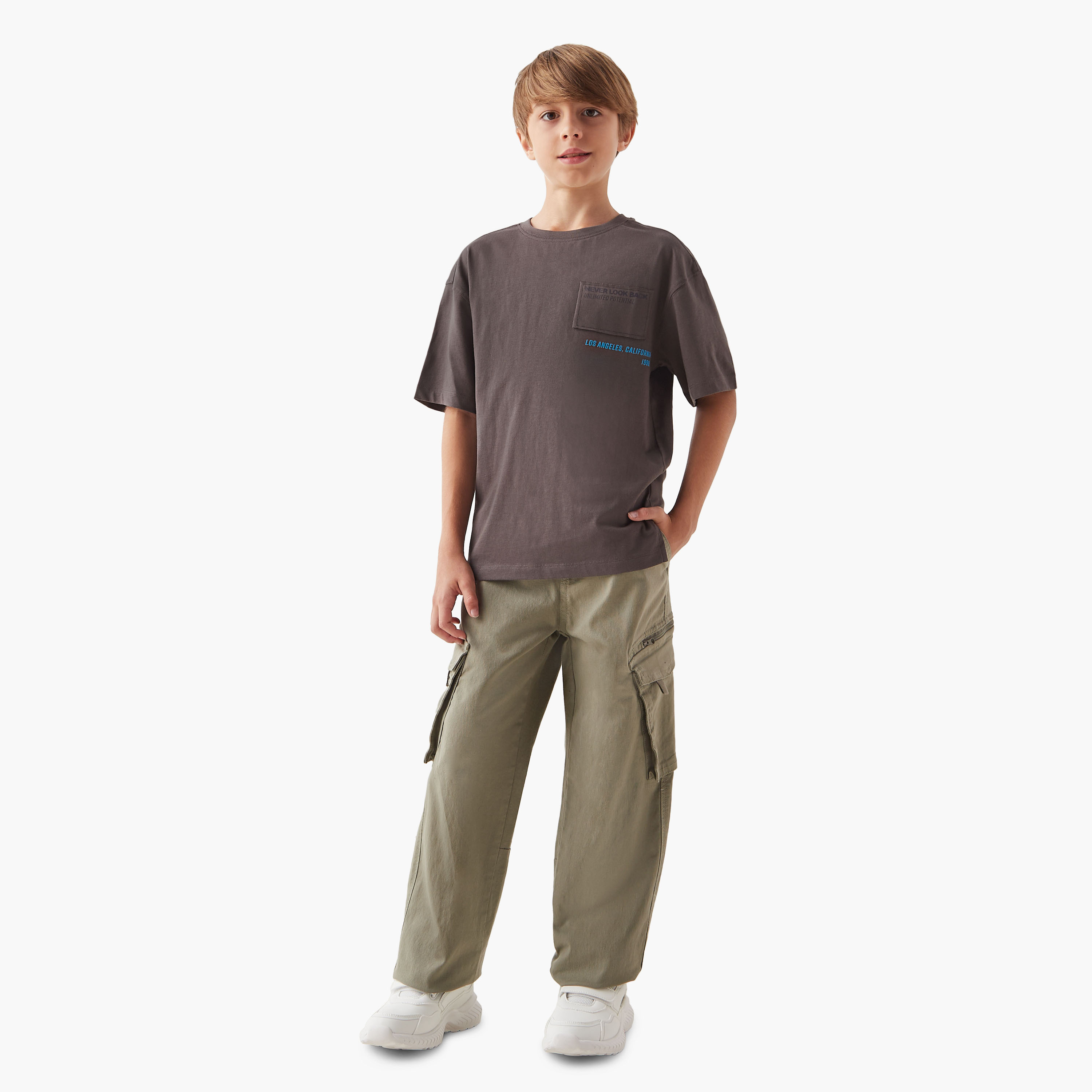 Juniors Graphic Print Crew Neck T-shirt with Short Sleeves-boys-clothing-tshirtsandpolos-image-2