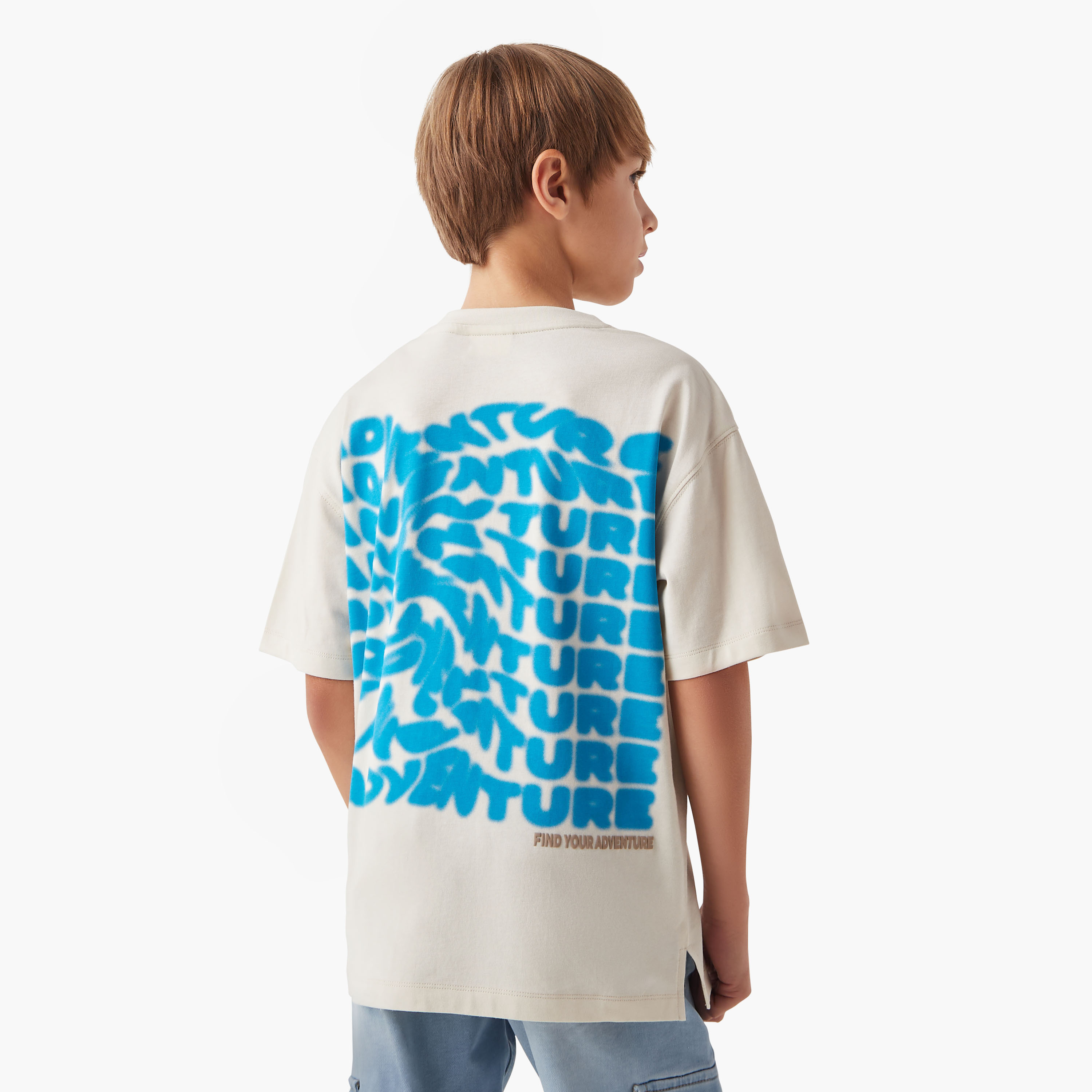 Juniors Graphic Print Crew Neck T-shirt with Short Sleeves-boys-clothing-tshirtsandpolos-image-3
