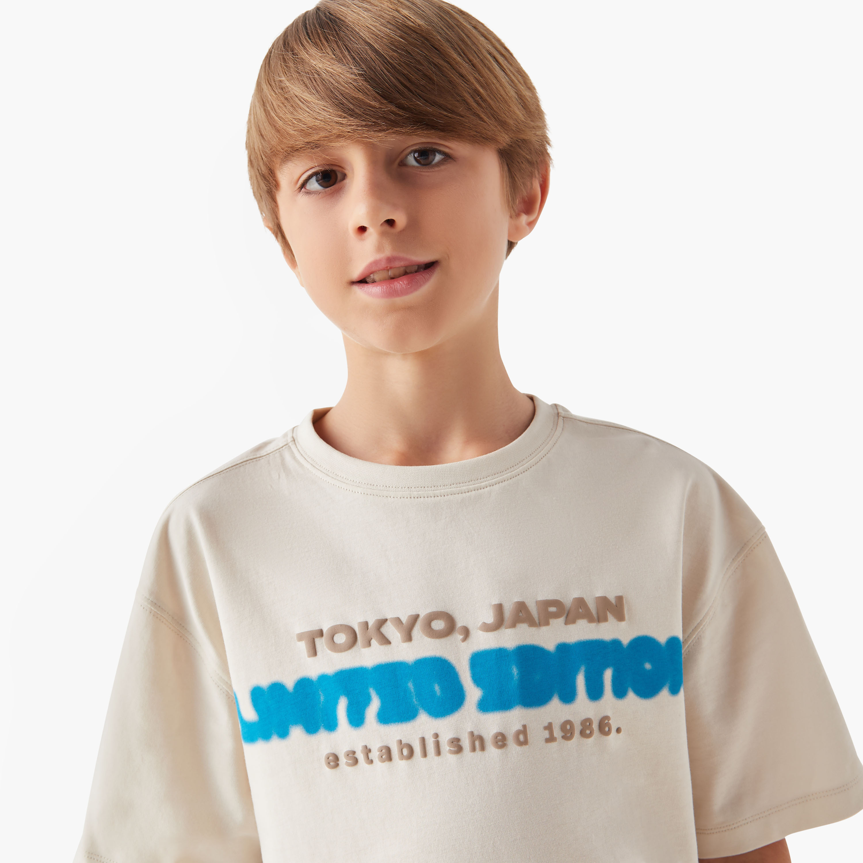Juniors Graphic Print Crew Neck T-shirt with Short Sleeves-boys-clothing-tshirtsandpolos-image-4